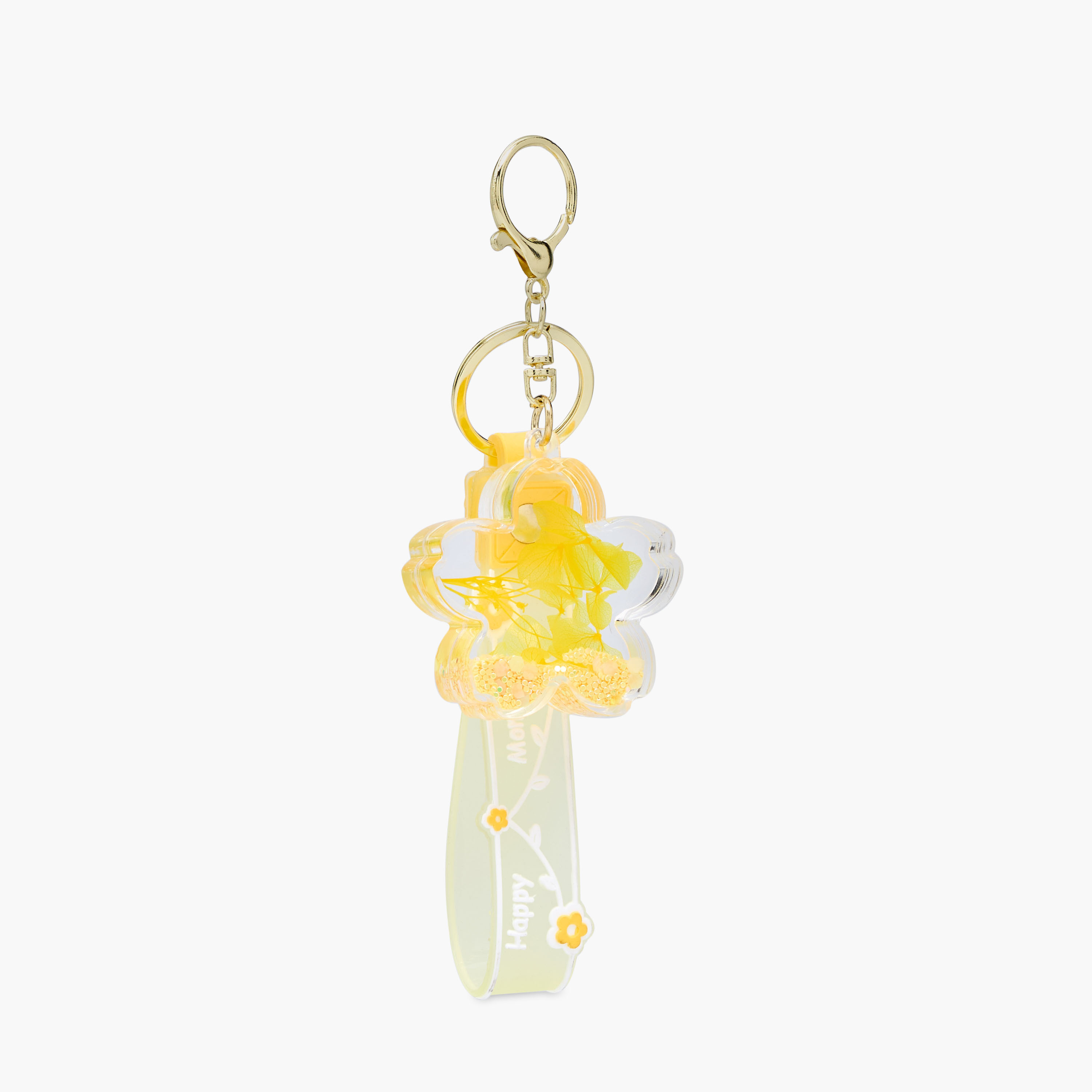 Floral Textured Keychain with Strap and Lobster Hook-girls-accessories-keyringsandbagcharms-image-1