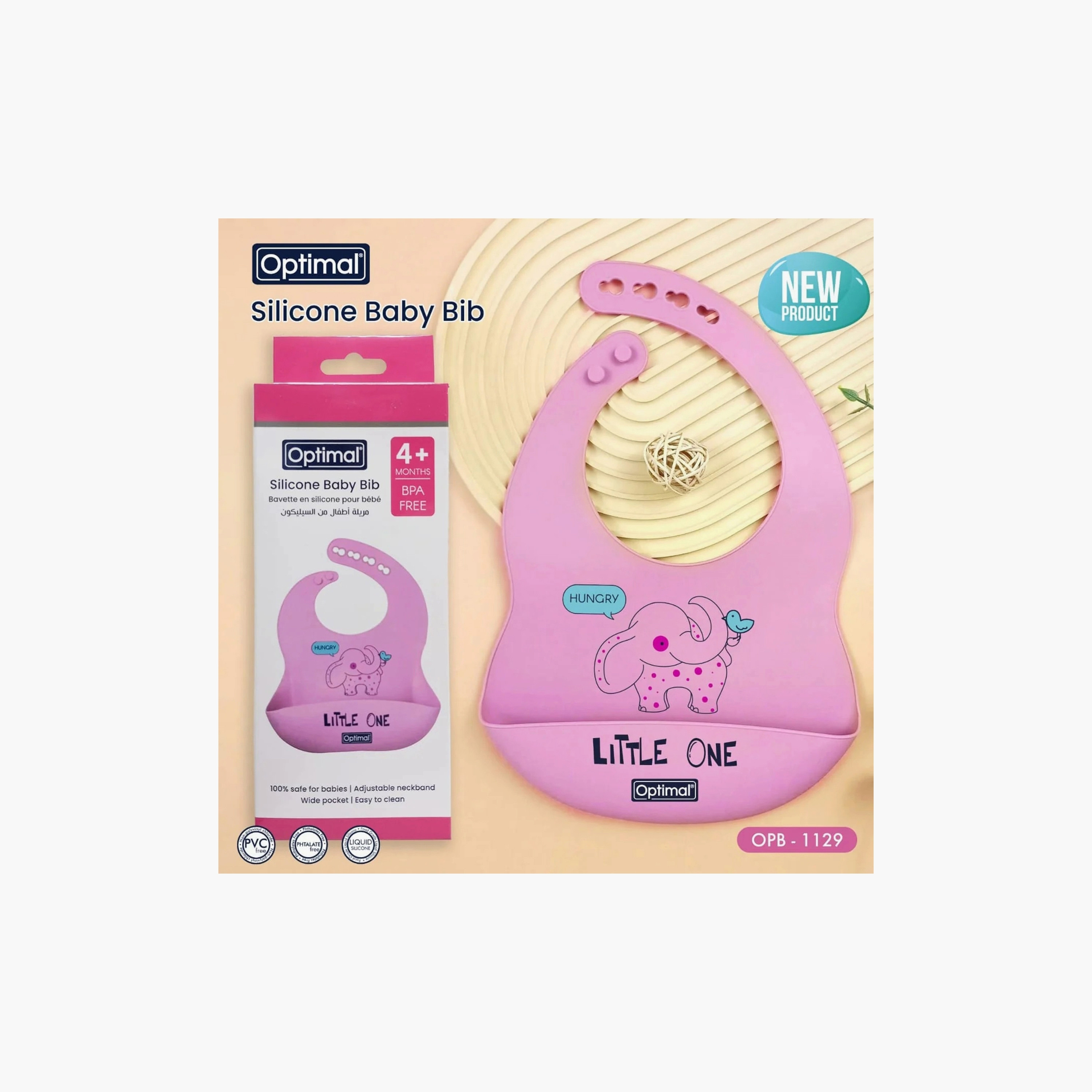 Optimal Silicone Easy-Clean Baby Bib - Pink-baby-feeding-bibs-image-2