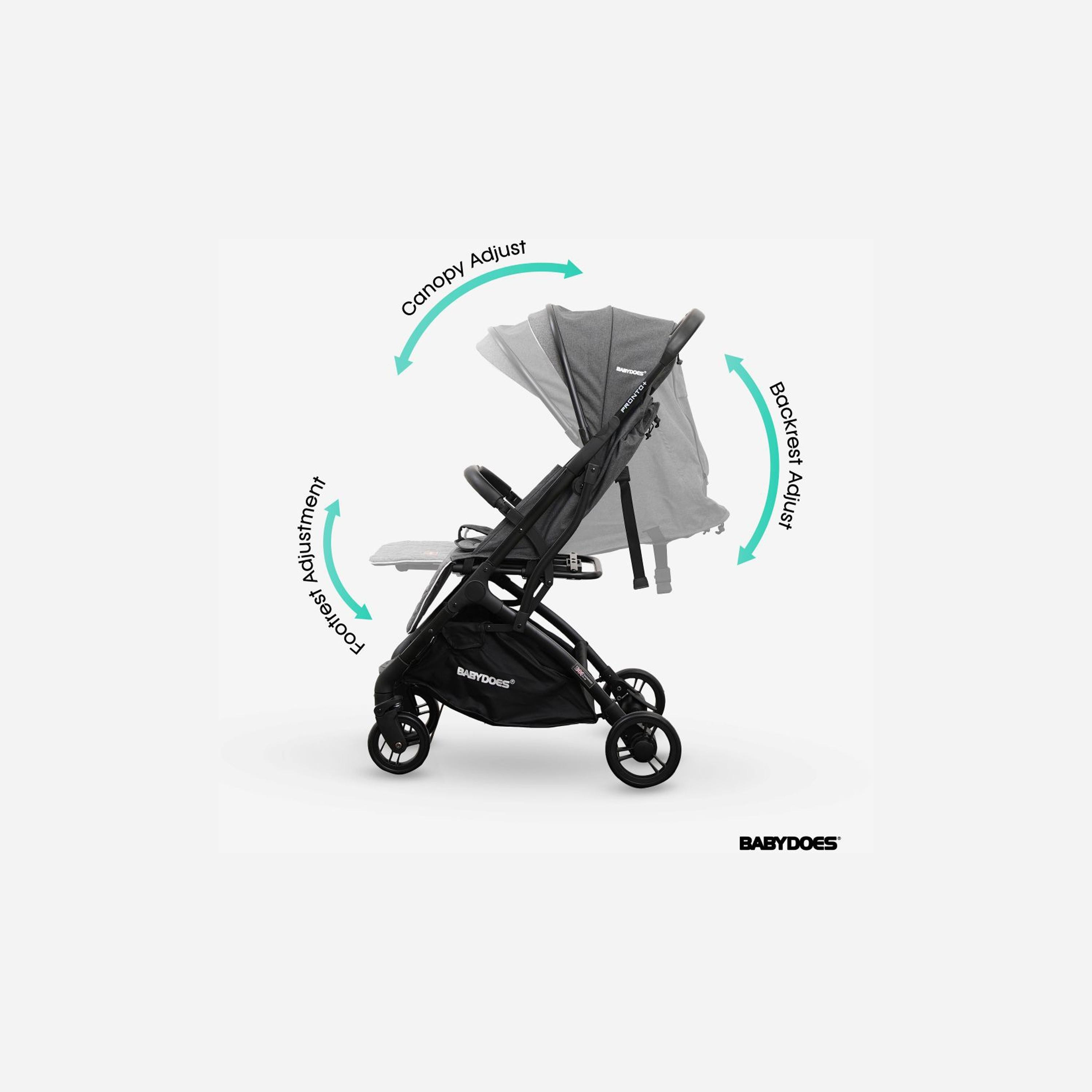 Babydoes Pronto+ Foldable Stroller with One-Click Brake System & Wide Canopy - 0-4 Years-baby-gear-strollersandprams-strollers-image-4