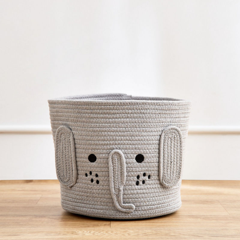 Juniors Elephant Applique Rope Storage Basket - 30x30x35 cm — صورة 1