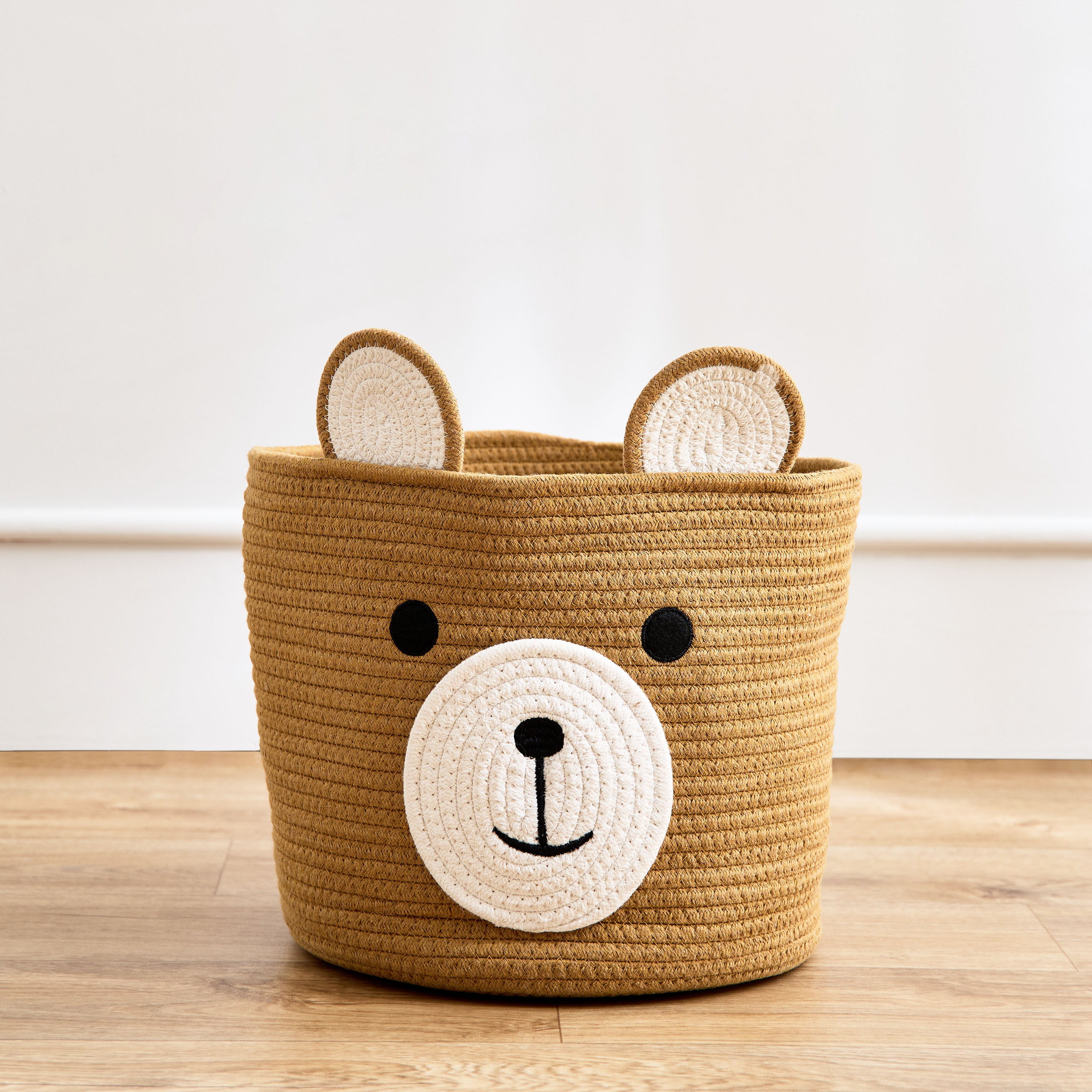 Juniors Bear Applique Rope Storage Basket-baby-nursery-roomdecor-image-1