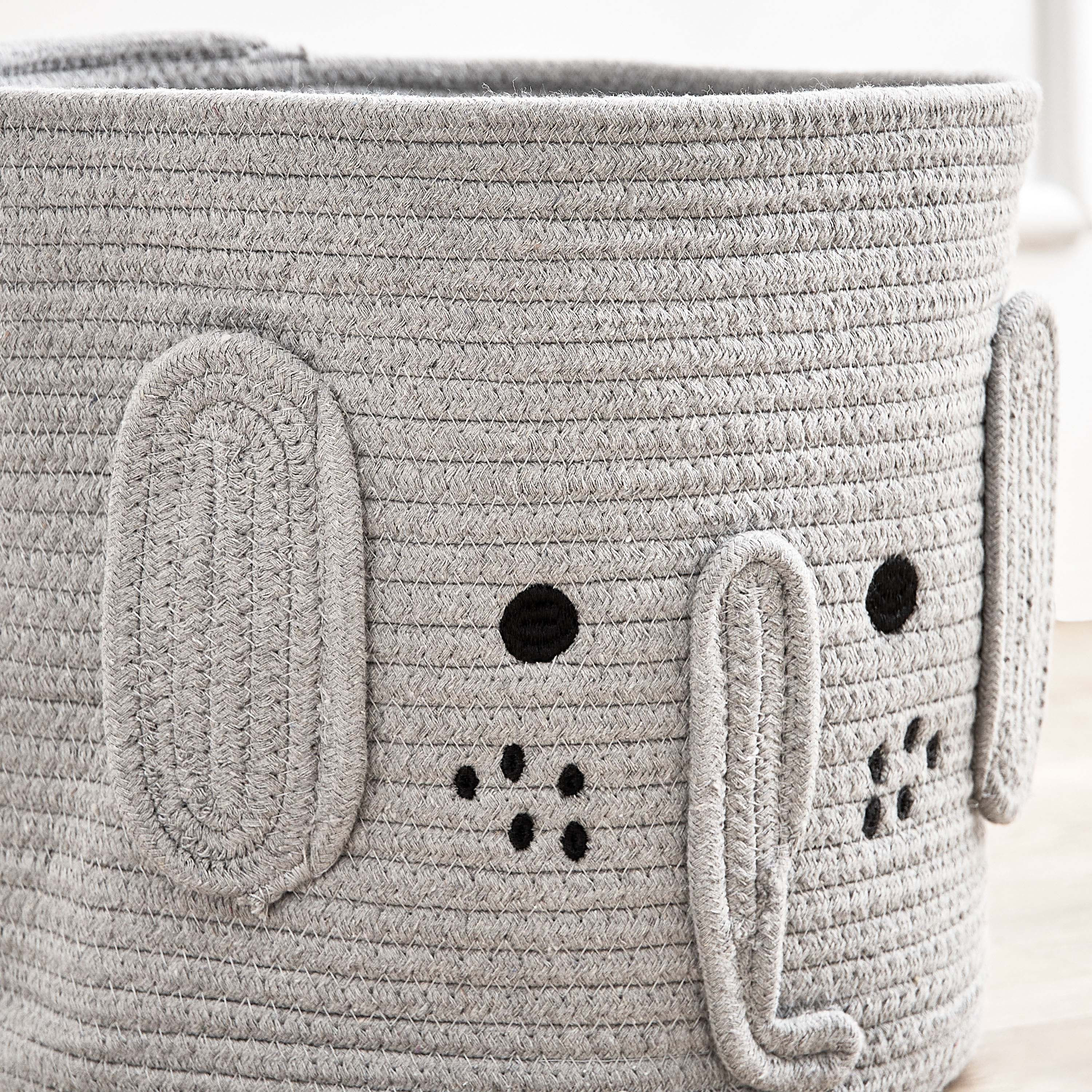 Juniors Elephant Applique Rope Storage Basket - 30x30x35 cm-baby-nursery-roomdecor-image-3