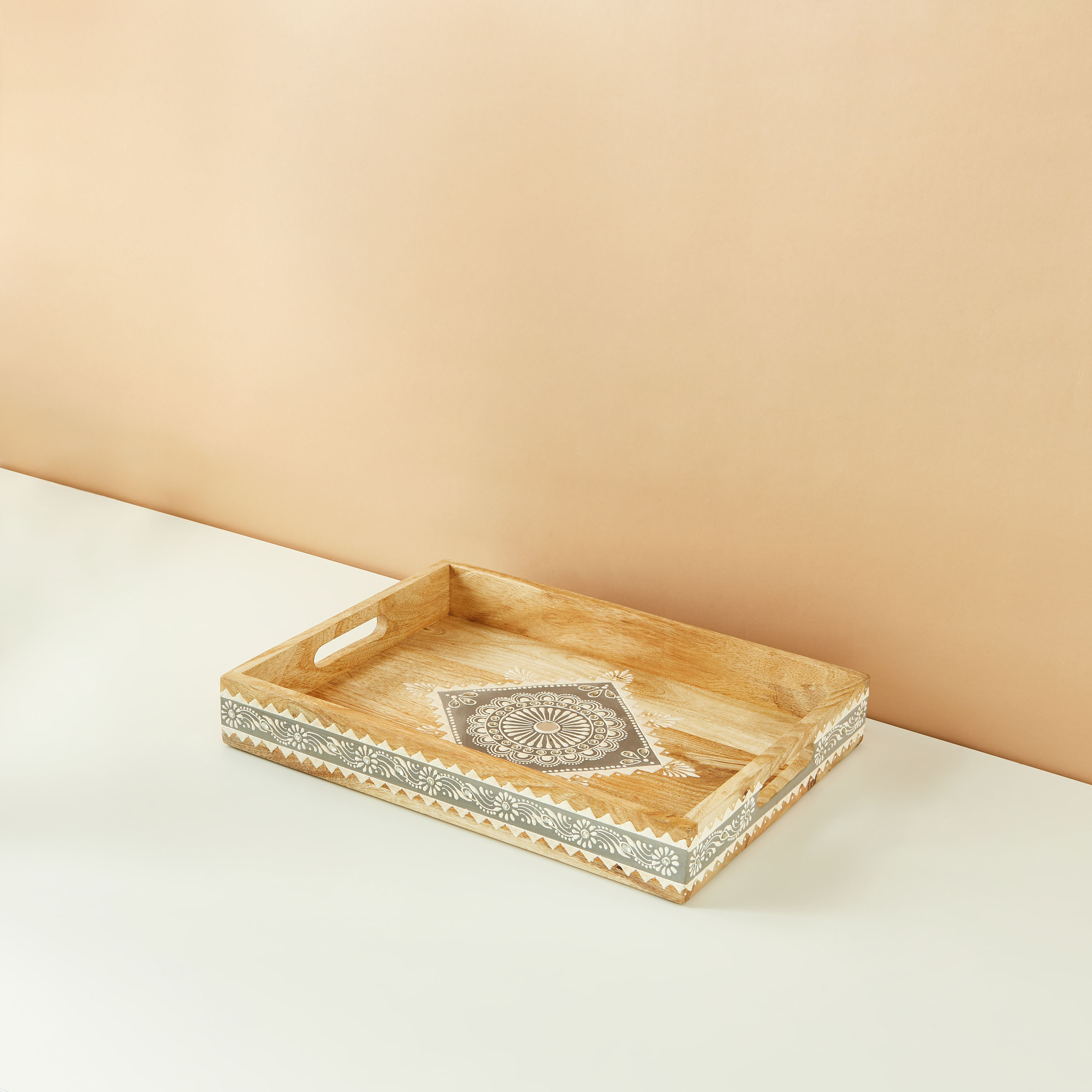 Embellished Wooden Decorative Tray - 40x30 cms-household-dining-serveware-servingtrays-image-3