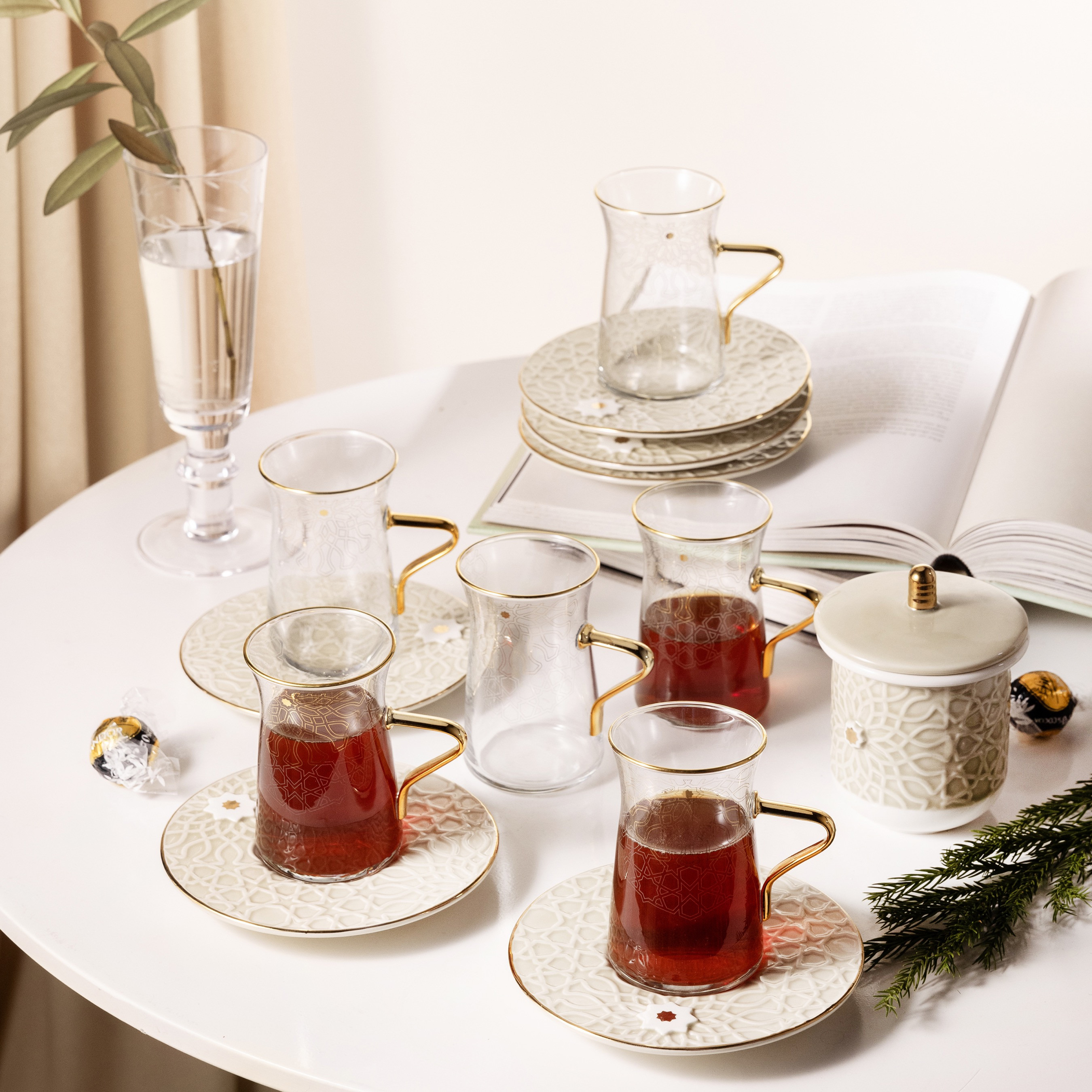 Otantik Asalah 12-Piece Cup and Saucer Set with Sugar Pot - 150 ml-household-dining-teaandcoffee-teaandcoffeesets-image-1