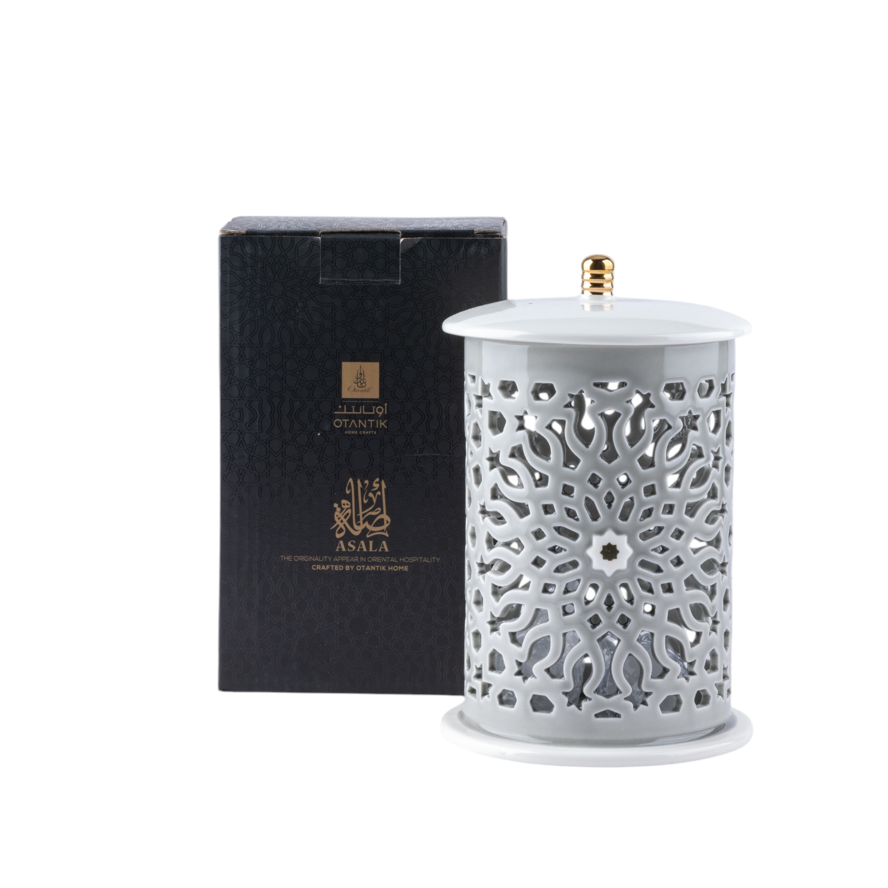 Otantik Asalah Porcelain Decorative Electronic Candleholder with Cutout Detail - 22 cm-household-decor-candleholdersandlanterns-image-2