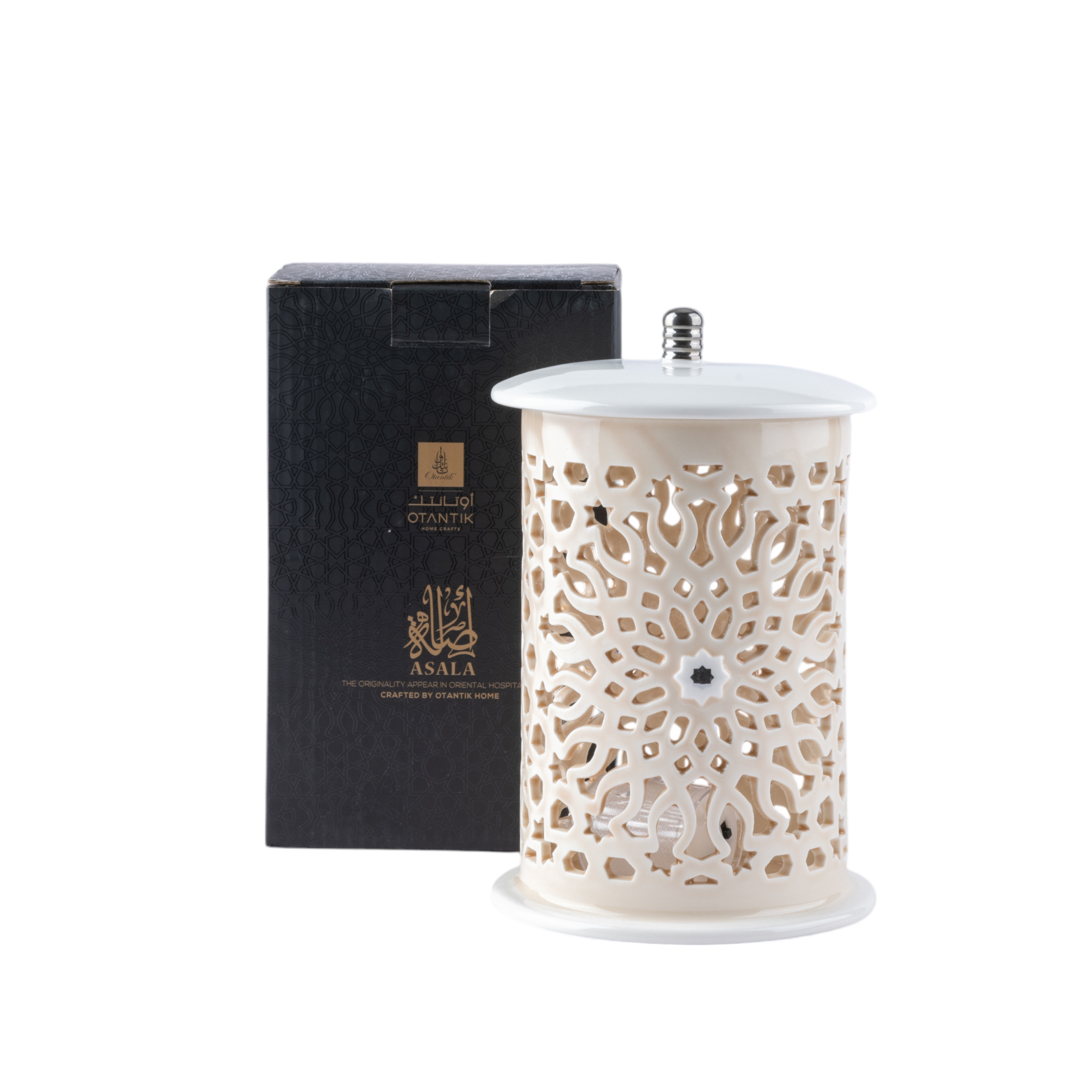 Otantik Asalah Porcelain Decorative Electronic Candleholder with Cutout Detail - 22 cm-household-decor-candleholdersandlanterns-image-2