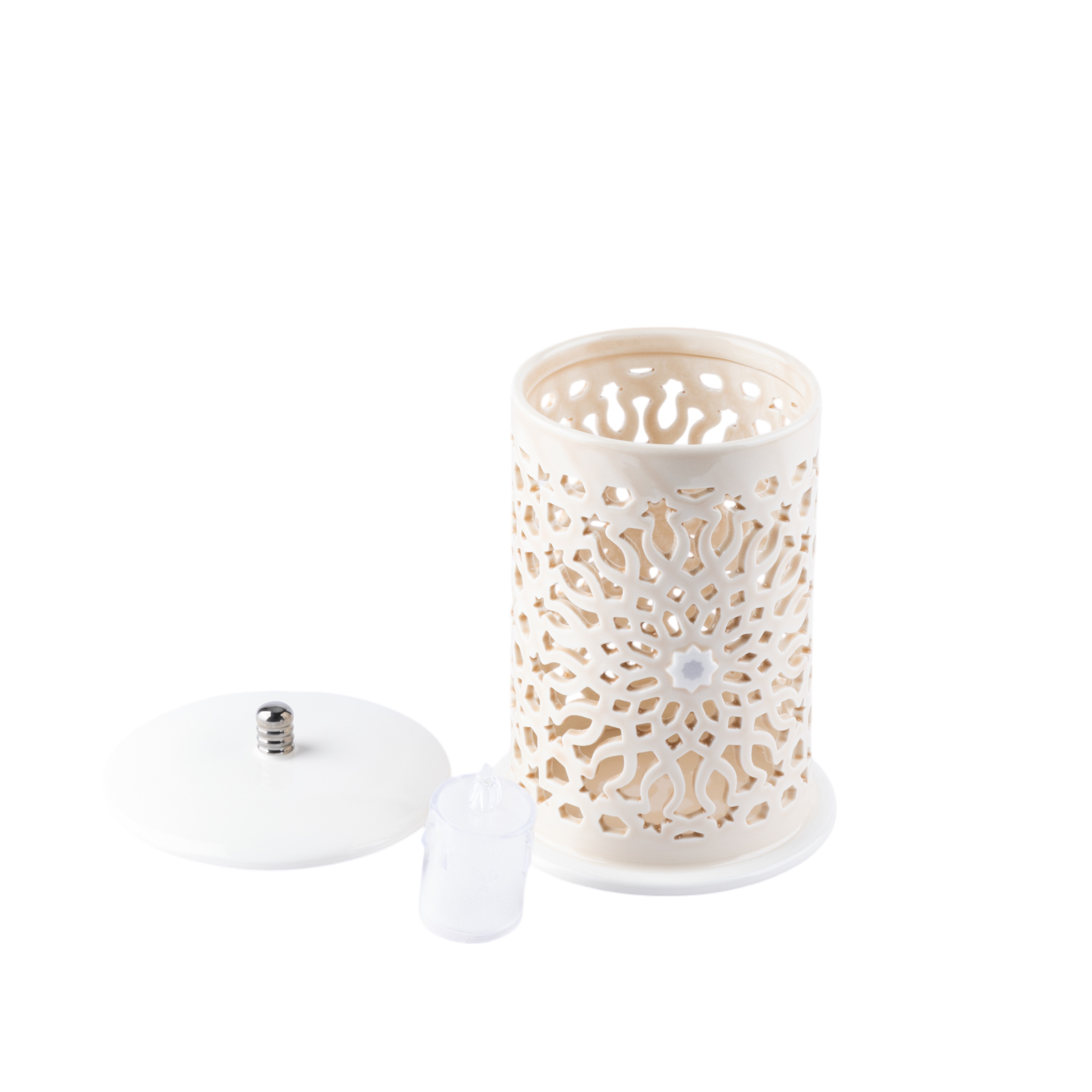 Otantik Asalah Porcelain Decorative Electronic Candleholder with Cutout Detail - 22 cm-household-decor-candleholdersandlanterns-image-3