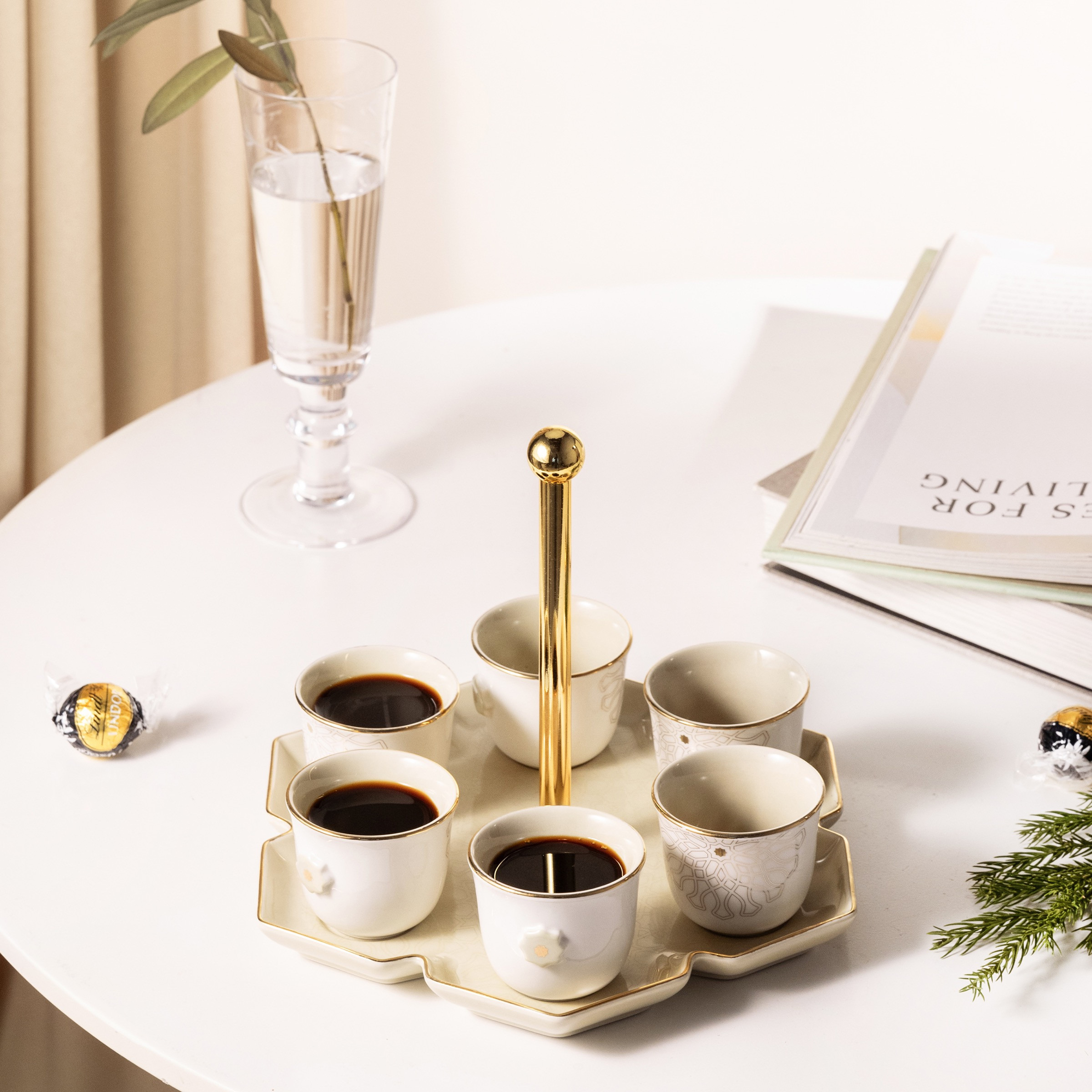 طقم فناجين قهوة مع حامل 6 قطع أصالة من أوتانتيك-household-dining-teaandcoffee-teaandcoffeesets-image-1