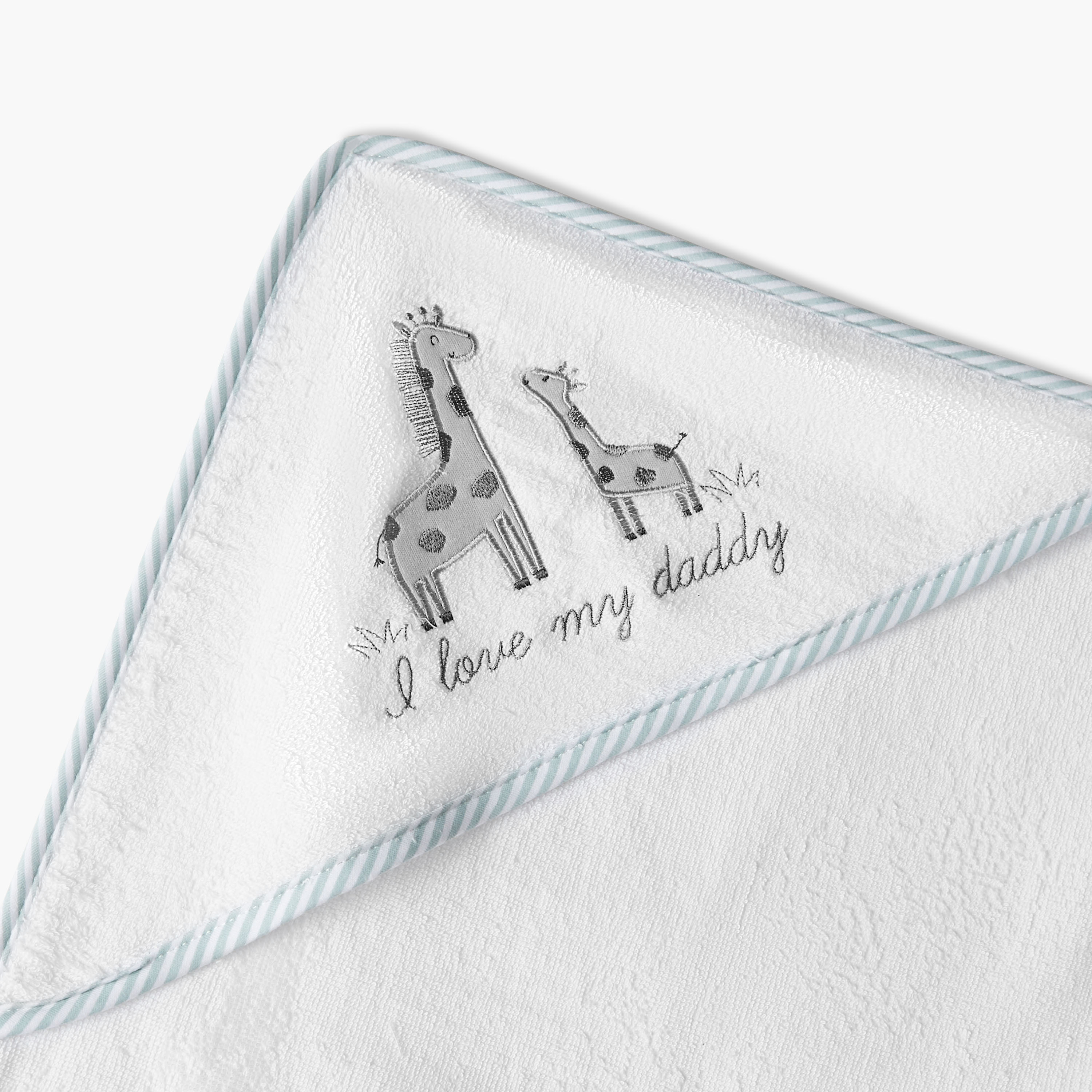 طقم منشفة مطرزة بزخارف زرافة وقبعة وقفازات غسيل من جونيورز-baby-bathandcare-towels-image-4