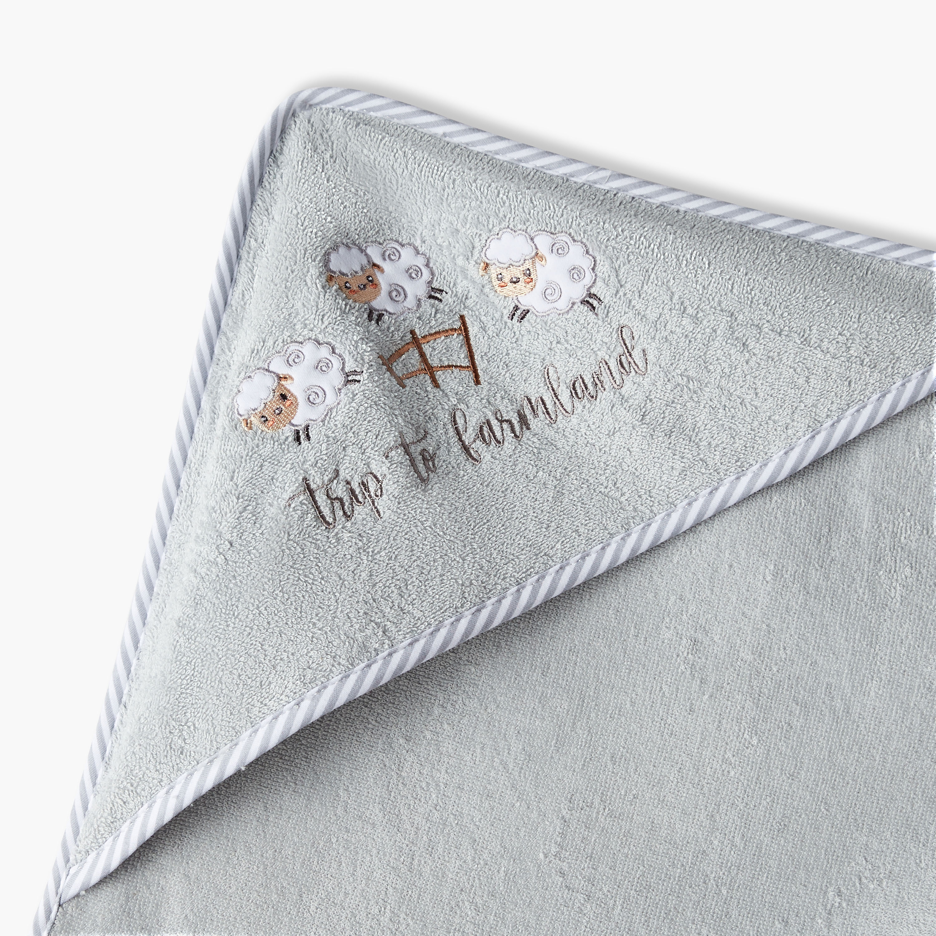 Juniors Sheep Embroidered Hooded Towel and Wash Mitten Set-baby-bathandcare-towels-image-4