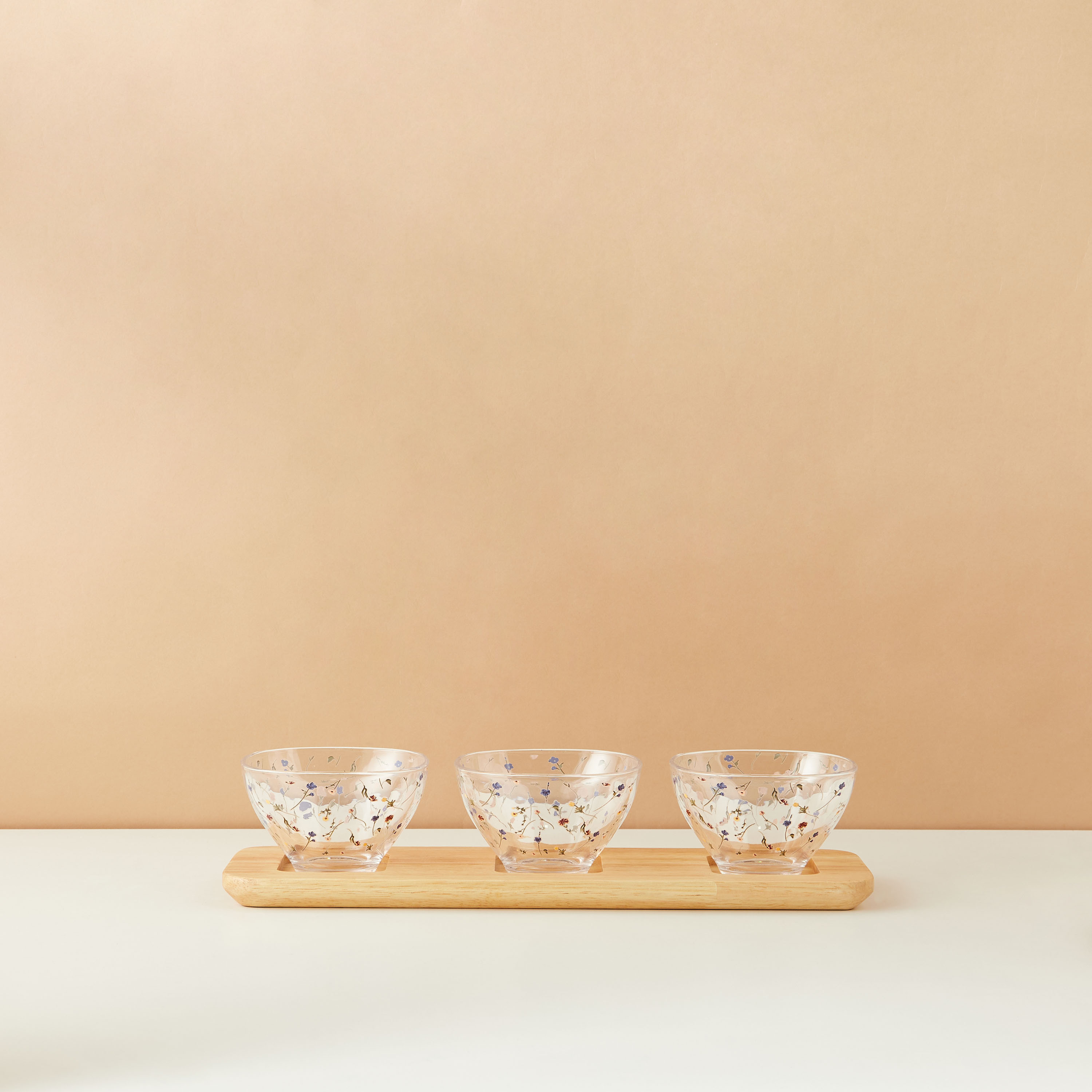 Flora 4-Piece Glass Bowl and Tray Set-household-dining-dinnerware-bowls-image-1