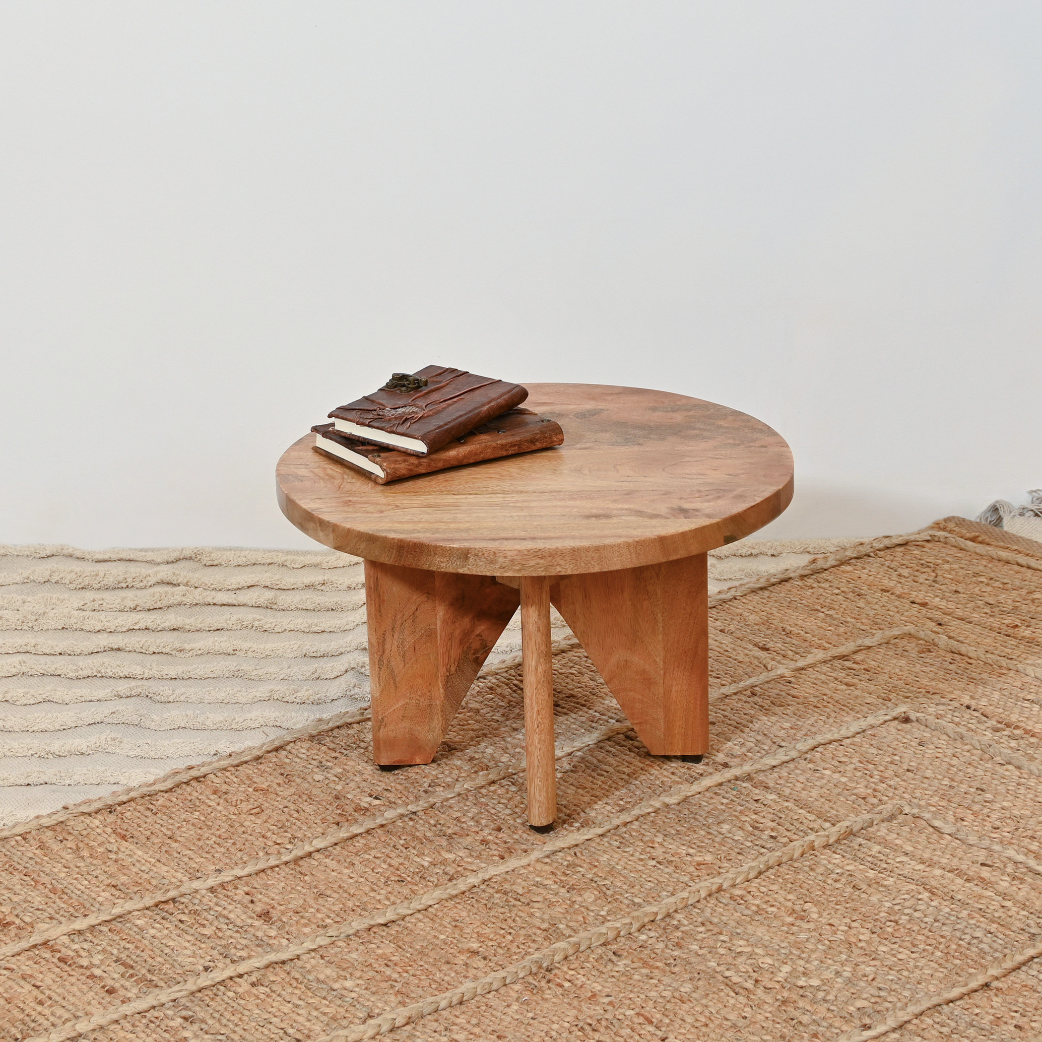 Home Carving Solid Wood Low Stool - 45x28 cms-furniture-sofaandseating-ottomansbeanbagsandpoufs-image-1