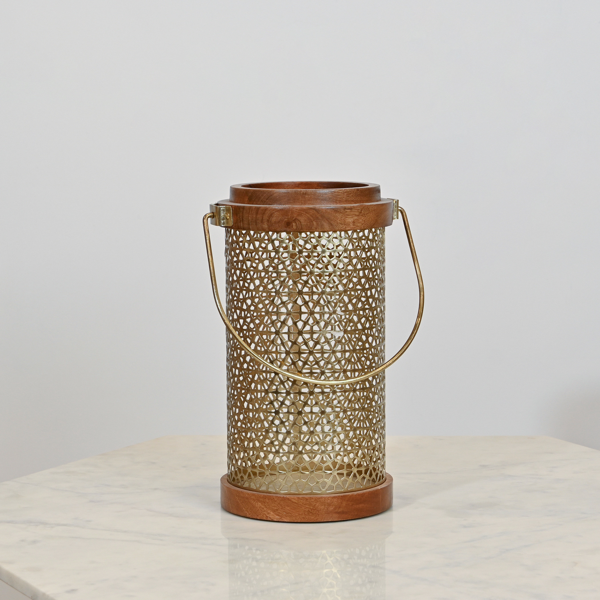 Home Carving Cutwork Detail Cylindrical Lantern - 33 cms-household-decor-candleholdersandlanterns-image-1