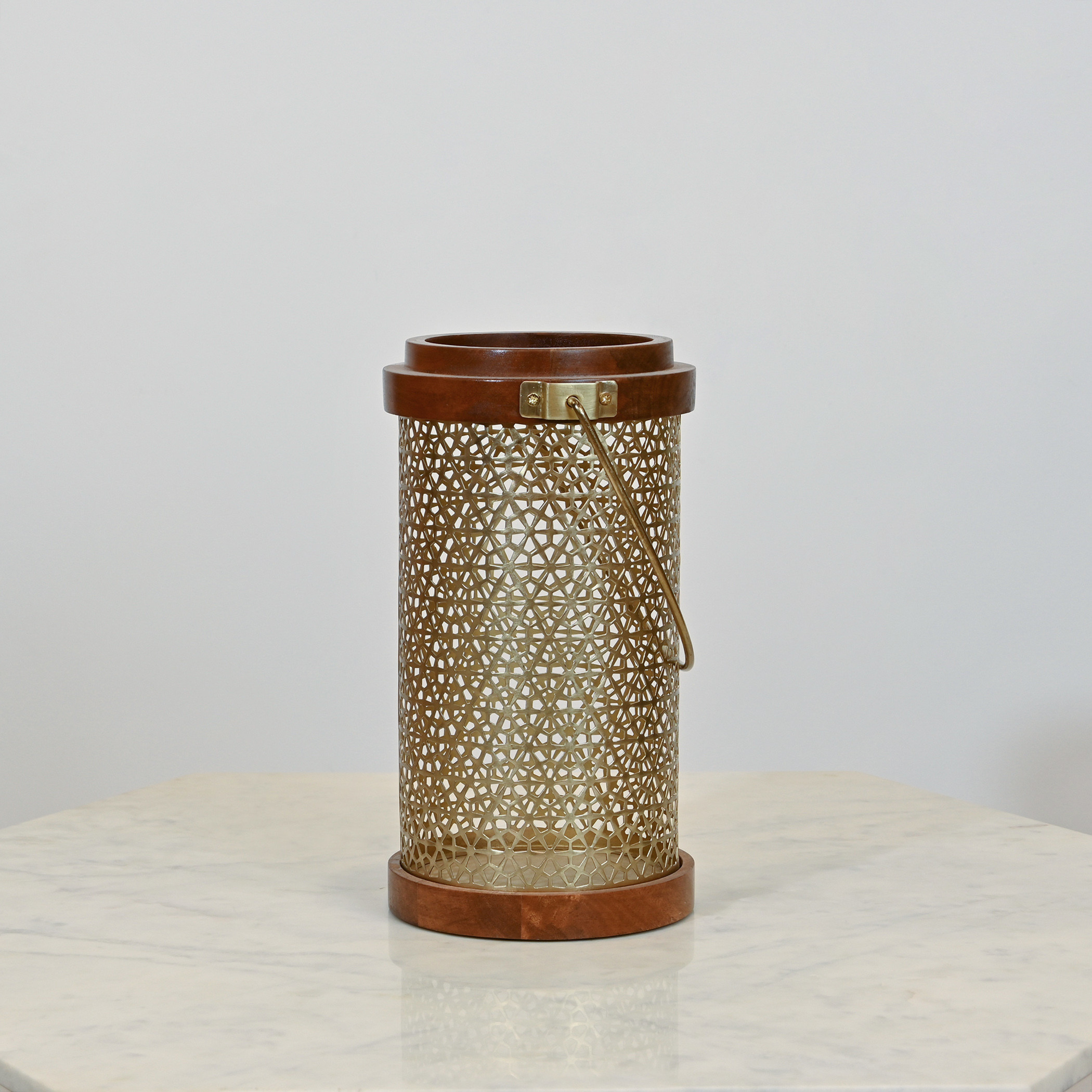 Home Carving Cutwork Detail Cylindrical Lantern - 33 cms-household-decor-candleholdersandlanterns-image-2