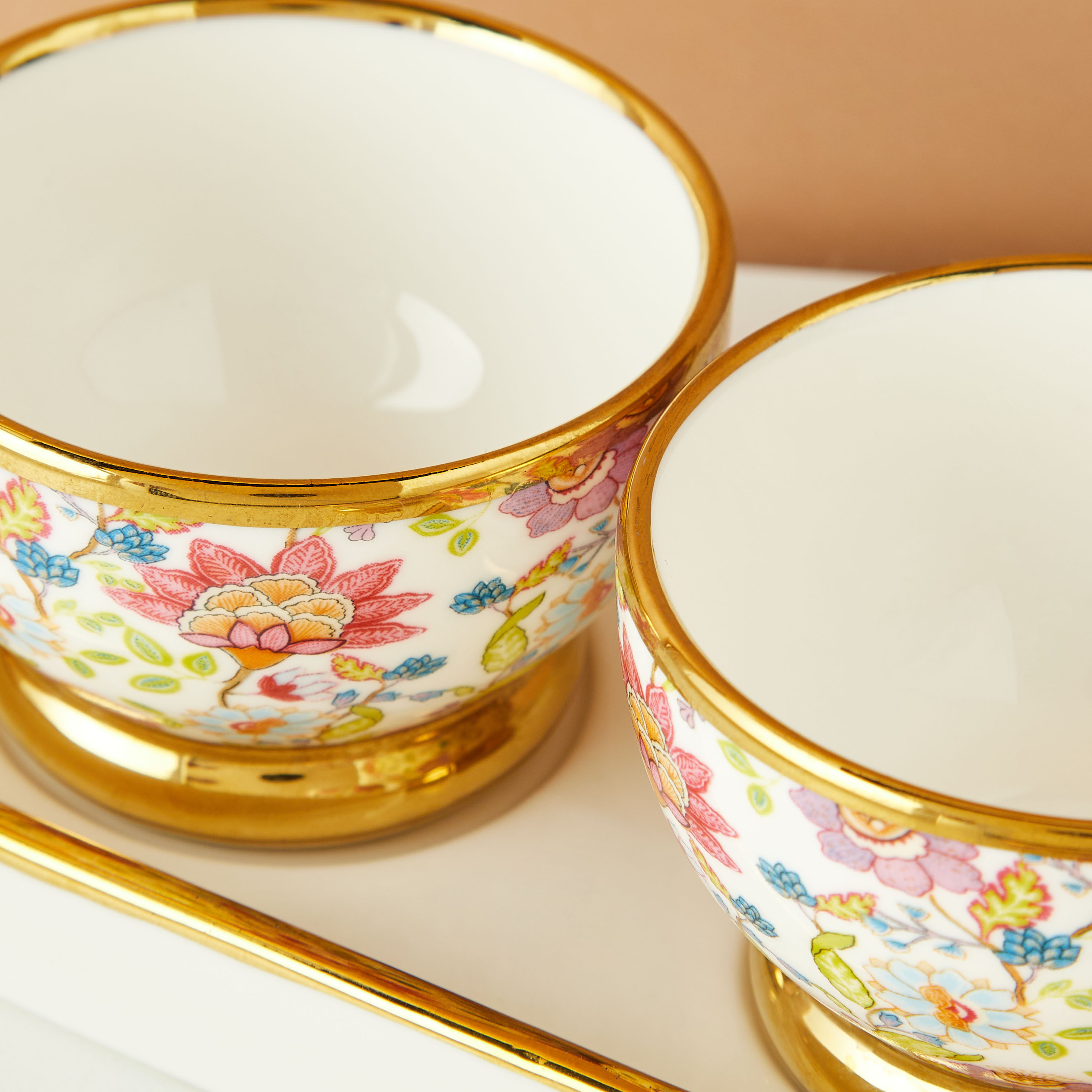 طقم أوعية بورسلان مع صينية 3 قطع بطبعات زهرية صيفية-household-dining-serveware-servingtrays-image-4