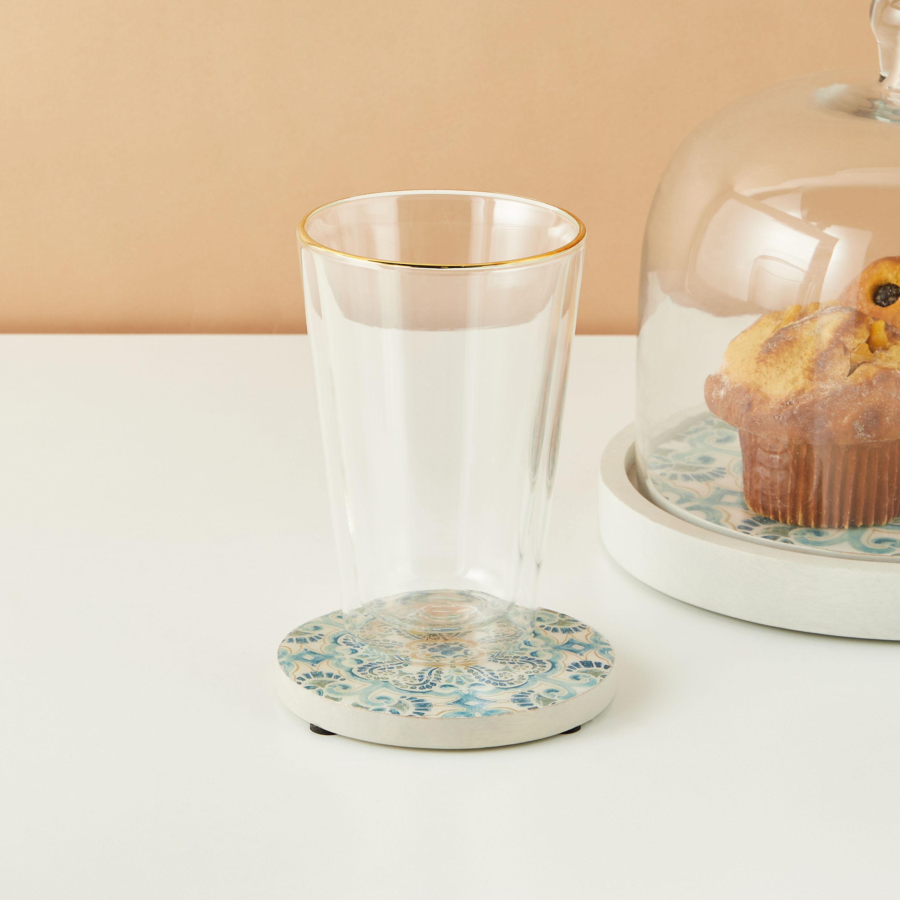 Enamel Coastal Boho 4-Piece Wooden Coaster Set - 10 cms-household-dining-teaandcoffee-teaandcoffeeaccessories-image-1
