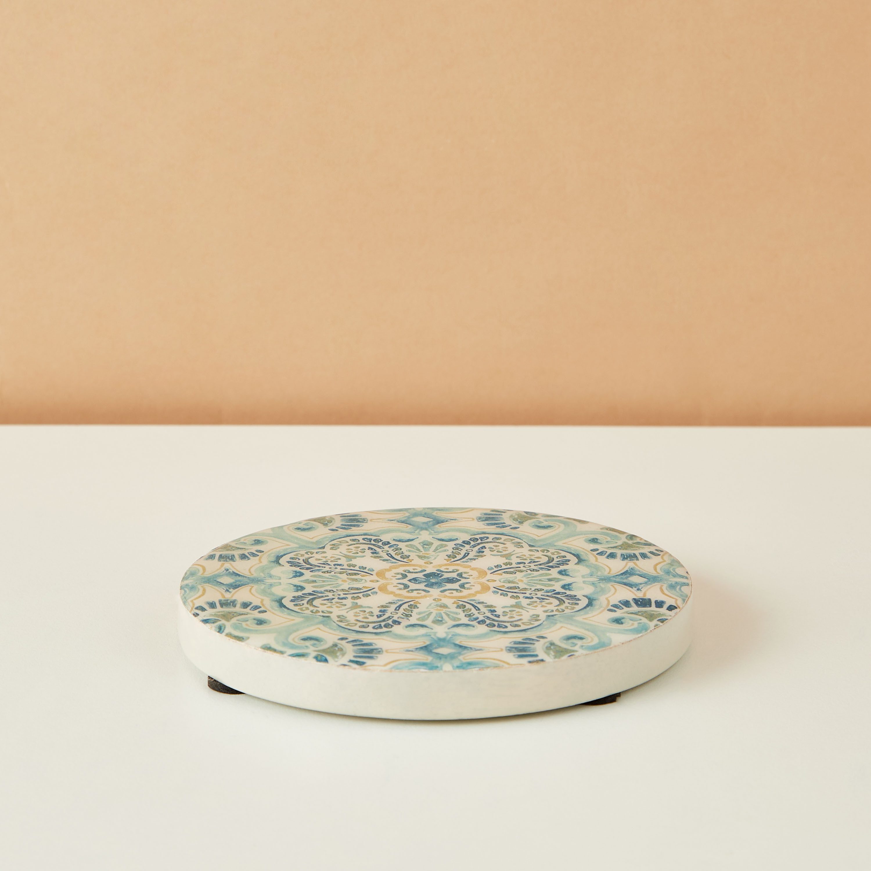 Enamel Coastal Boho 4-Piece Wooden Coaster Set - 10 cms-household-dining-teaandcoffee-teaandcoffeeaccessories-image-2