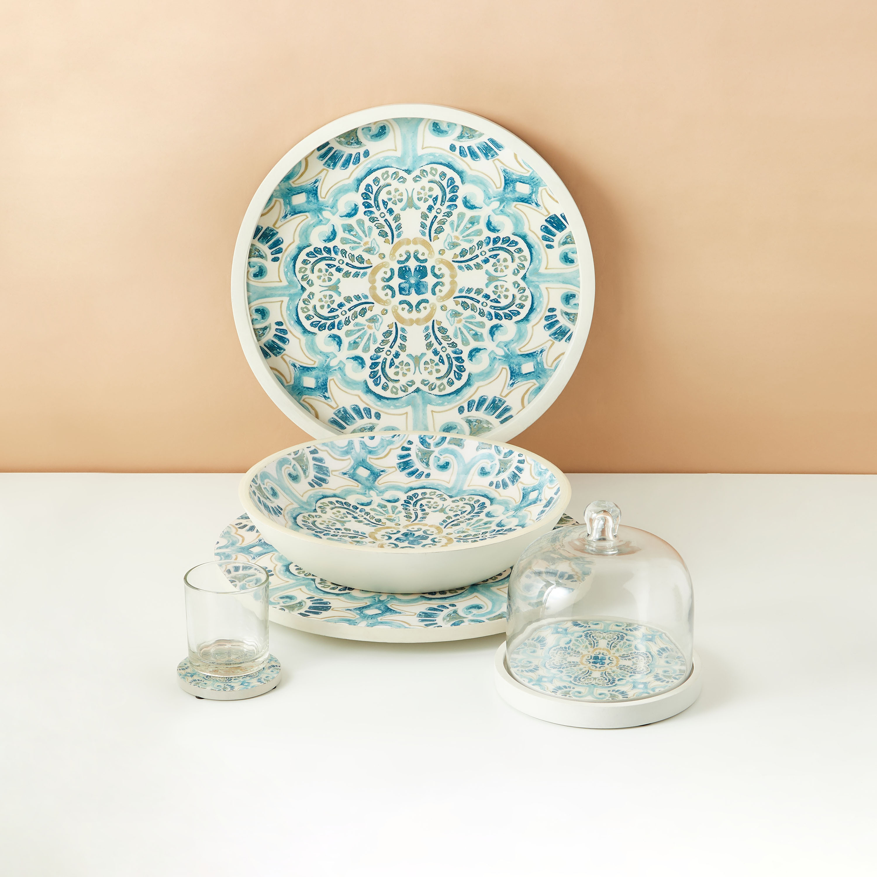 Enamel Coastal Printed Domed Cup Cake Stand - 20 cms-household-dining-serveware-cakestands-image-6