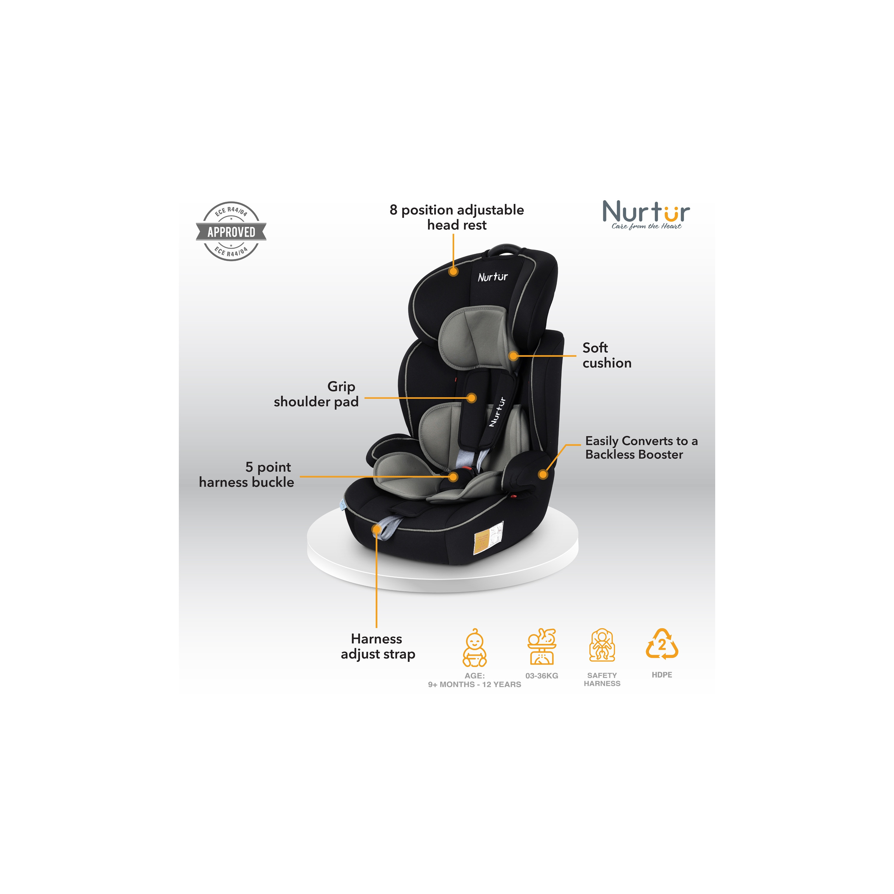 Nurtur All-in-One Ragnar Ultra Slim Convertible Car Seat Belt-Positioning Booster-baby-gear-carseats-image-10
