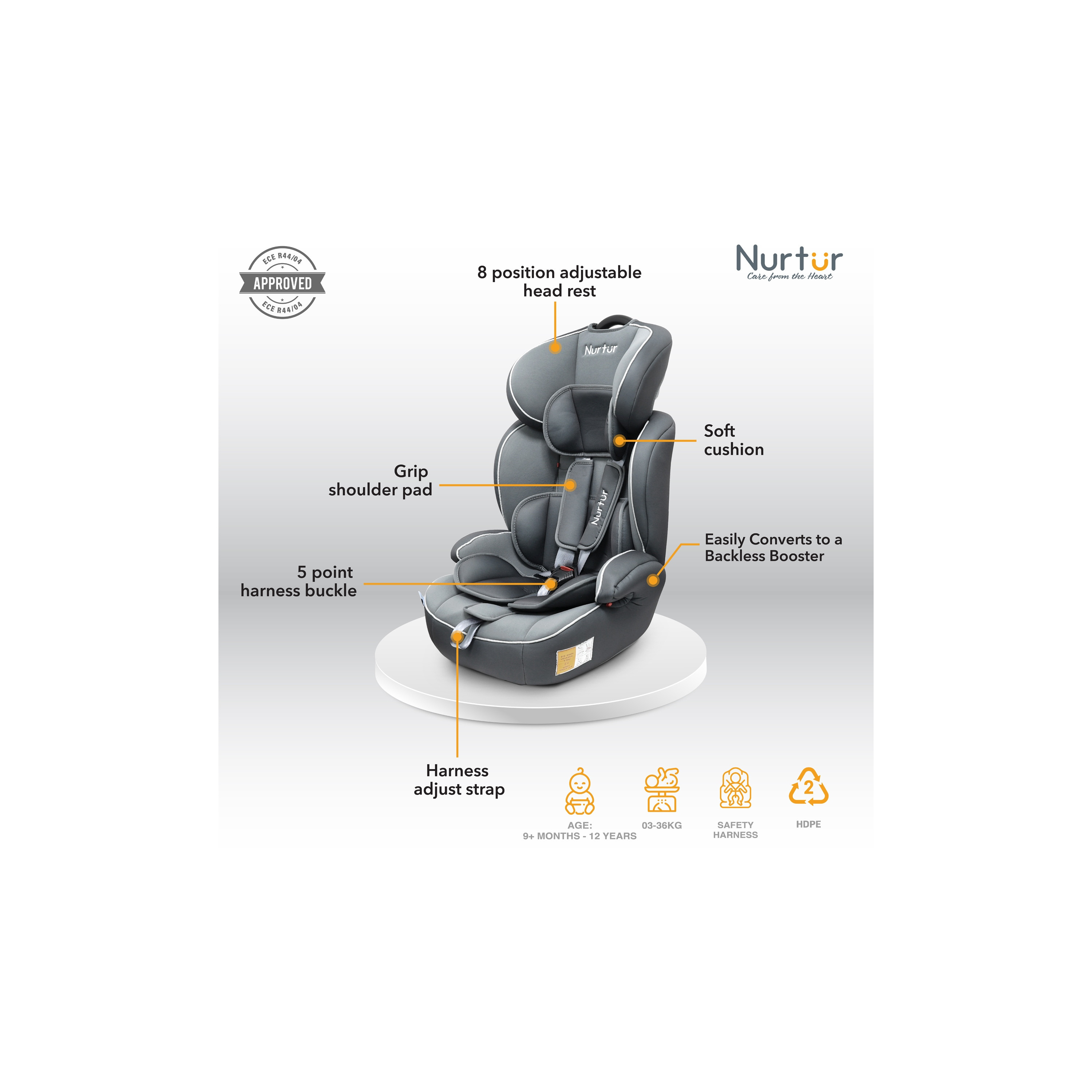 Nurtur All-in-One Ragnar Ultra Slim Convertible Car Seat Belt-Positioning Booster-baby-gear-carseats-image-15