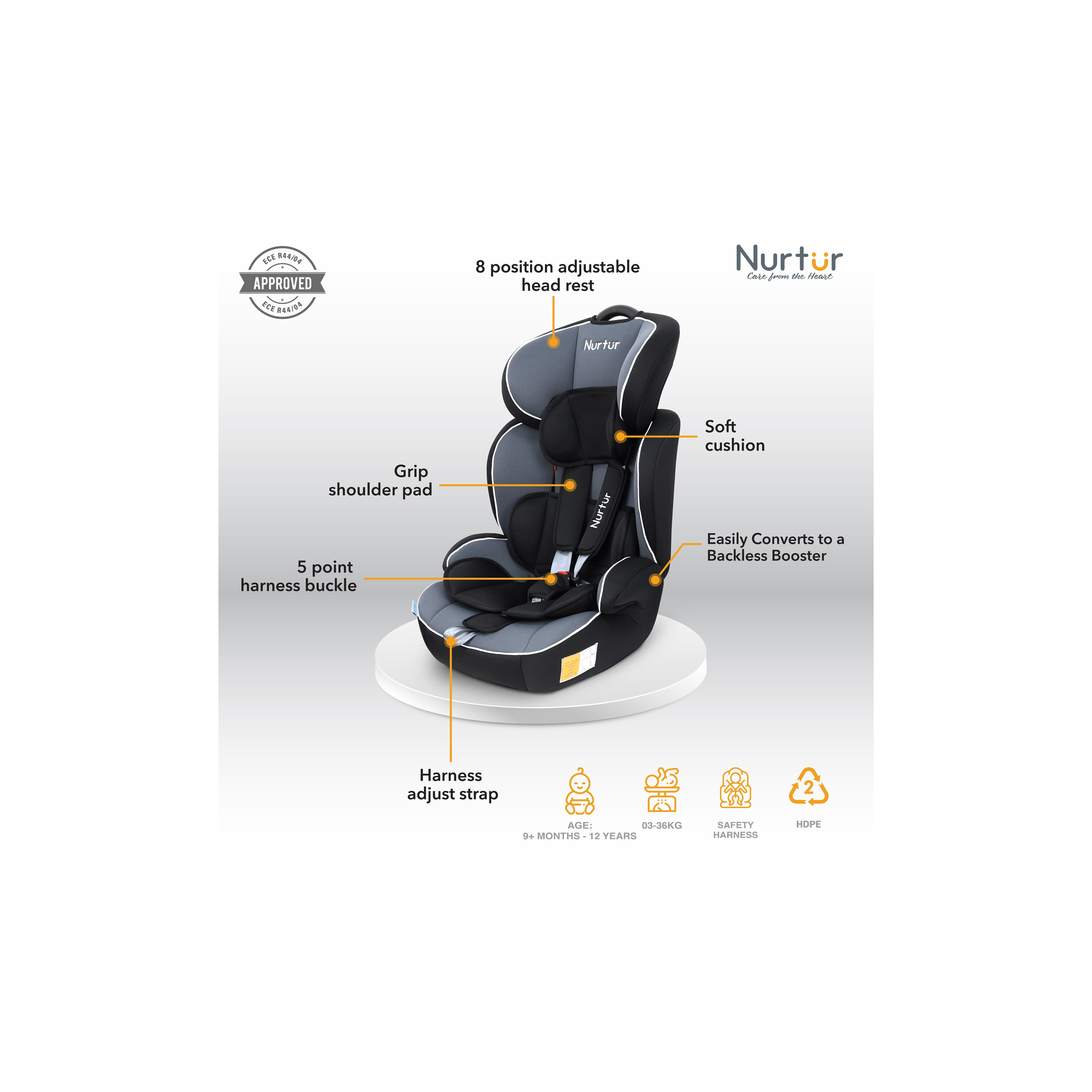 Nurtur All-in-One Ragnar Ultra Slim Convertible Car Seat Belt-Positioning Booster-baby-gear-carseats-image-20
