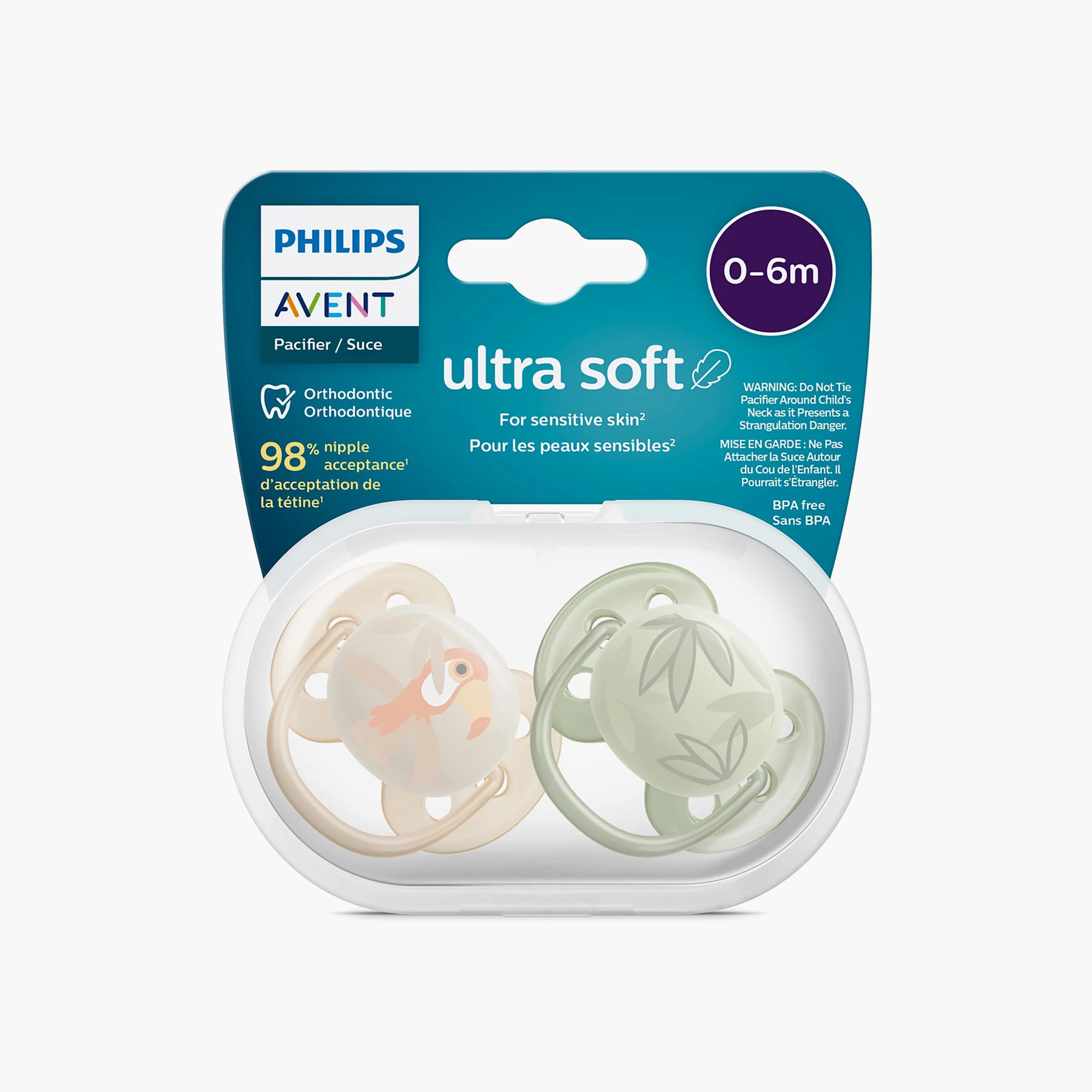 Pack of 2 Philips Avent Baby Pacifier with Safety Ring Handle, 6-18 months-baby-feeding-pacifiers-image-4