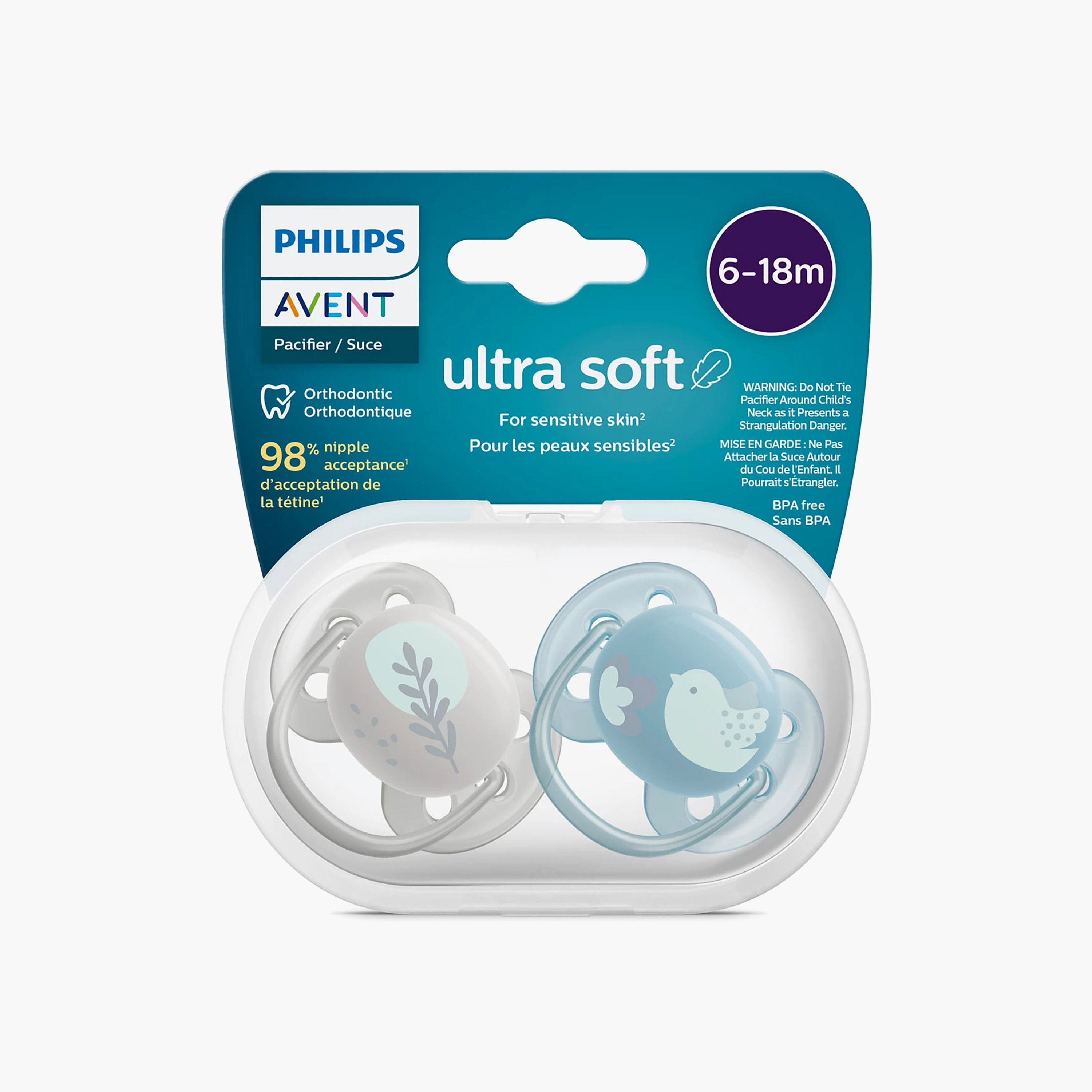 Pack of 2 Philips Avent Baby Pacifier with Safety Ring Handle, 6-18 months-baby-feeding-pacifiers-image-4