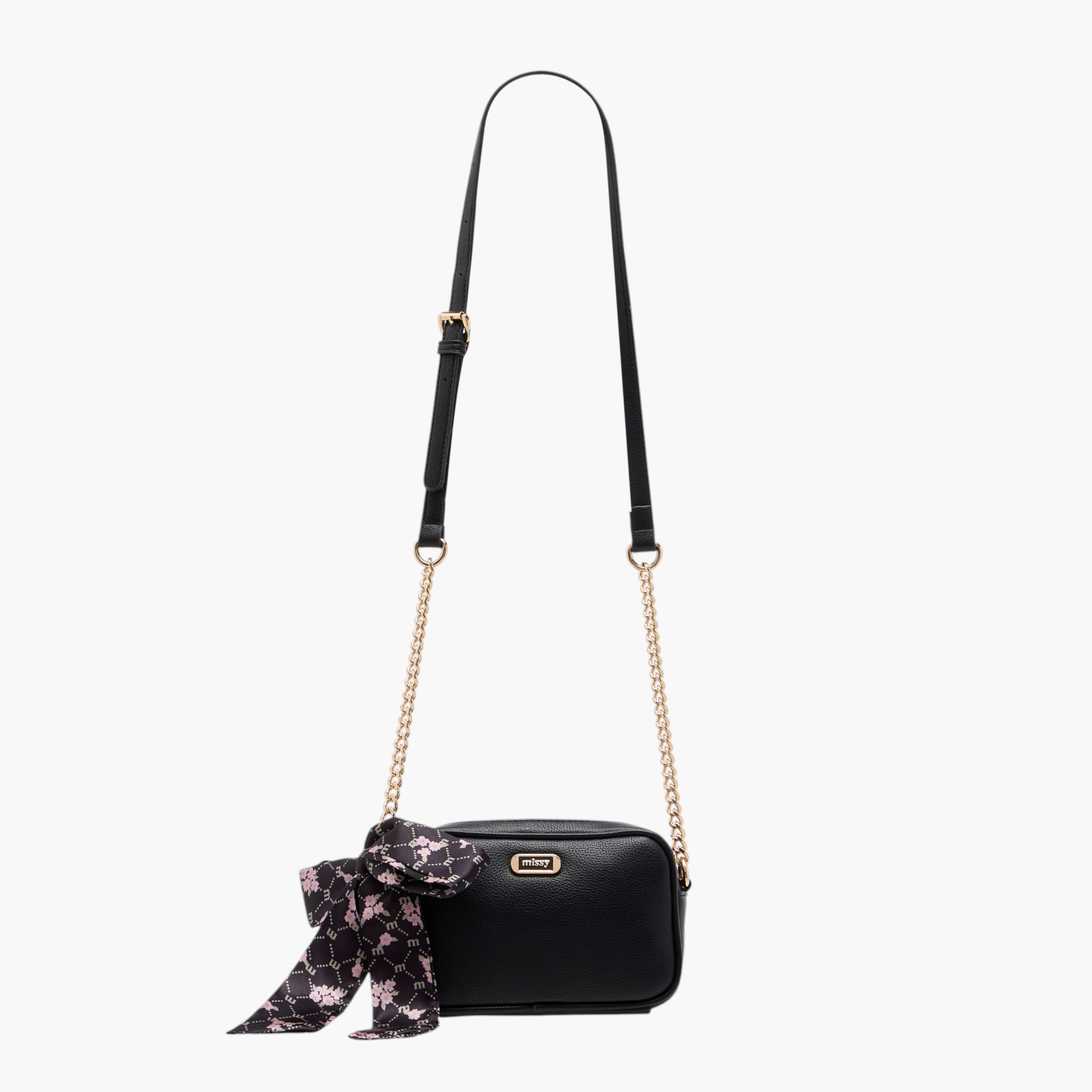 شنطة كروس بودي مزينة بوشاح وحزام سلسلة وسحاب إغلاق من ميسي-women-bagsandwallets-handbags-image-2