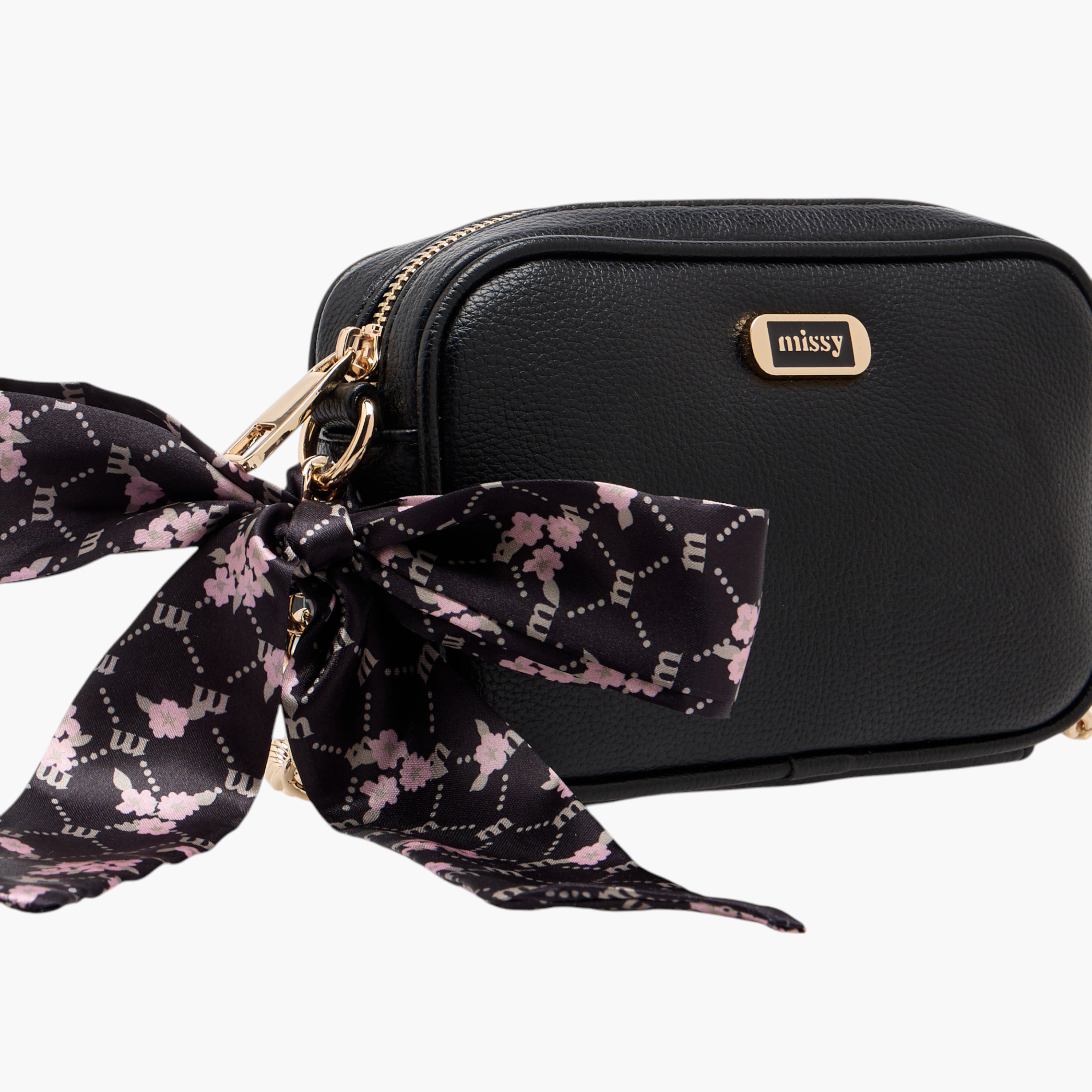 شنطة كروس بودي مزينة بوشاح وحزام سلسلة وسحاب إغلاق من ميسي-women-bagsandwallets-handbags-image-4