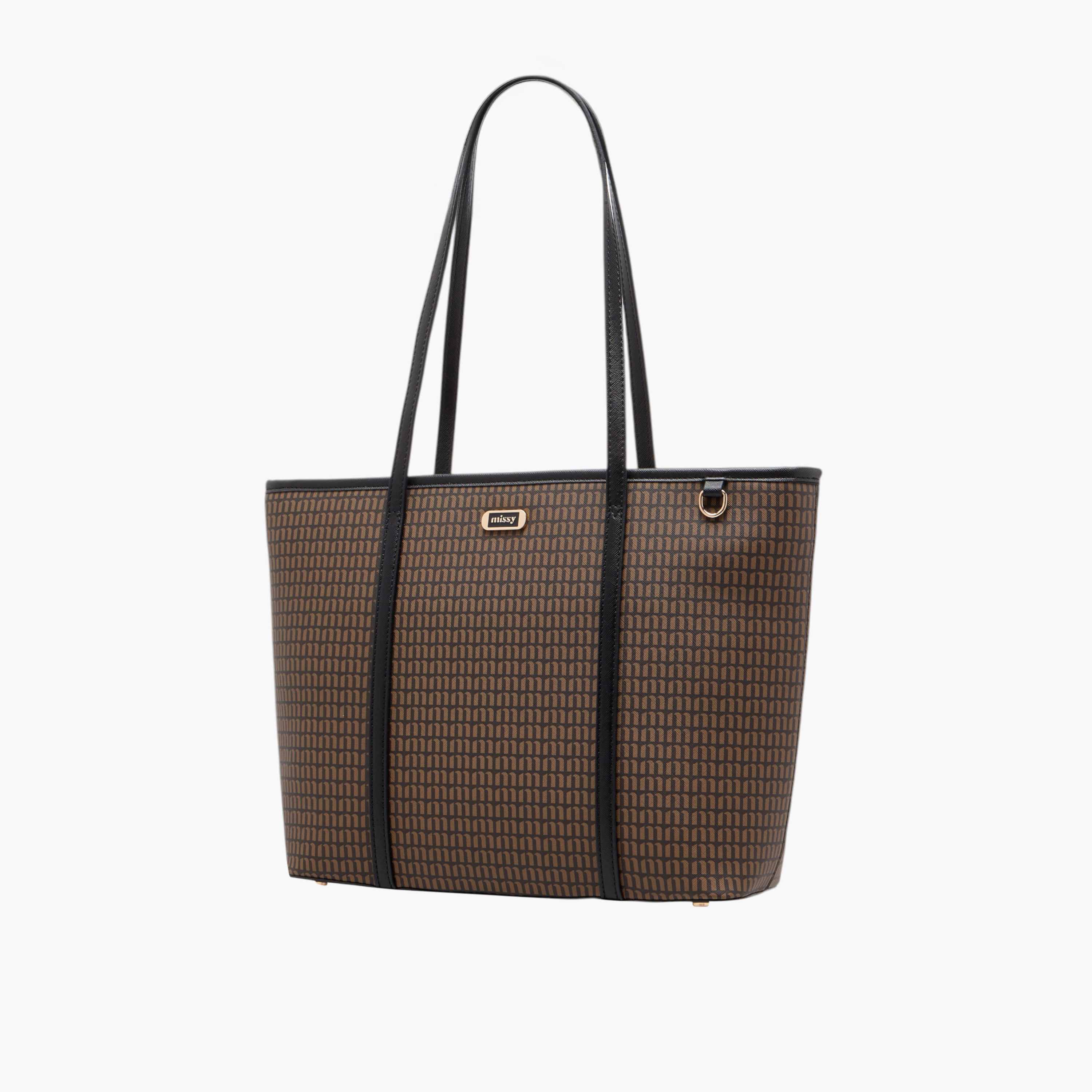 Missy Monogram Print Tote Bag with Double Handle and Pouch-women-bagsandwallets-handbags-image-2
