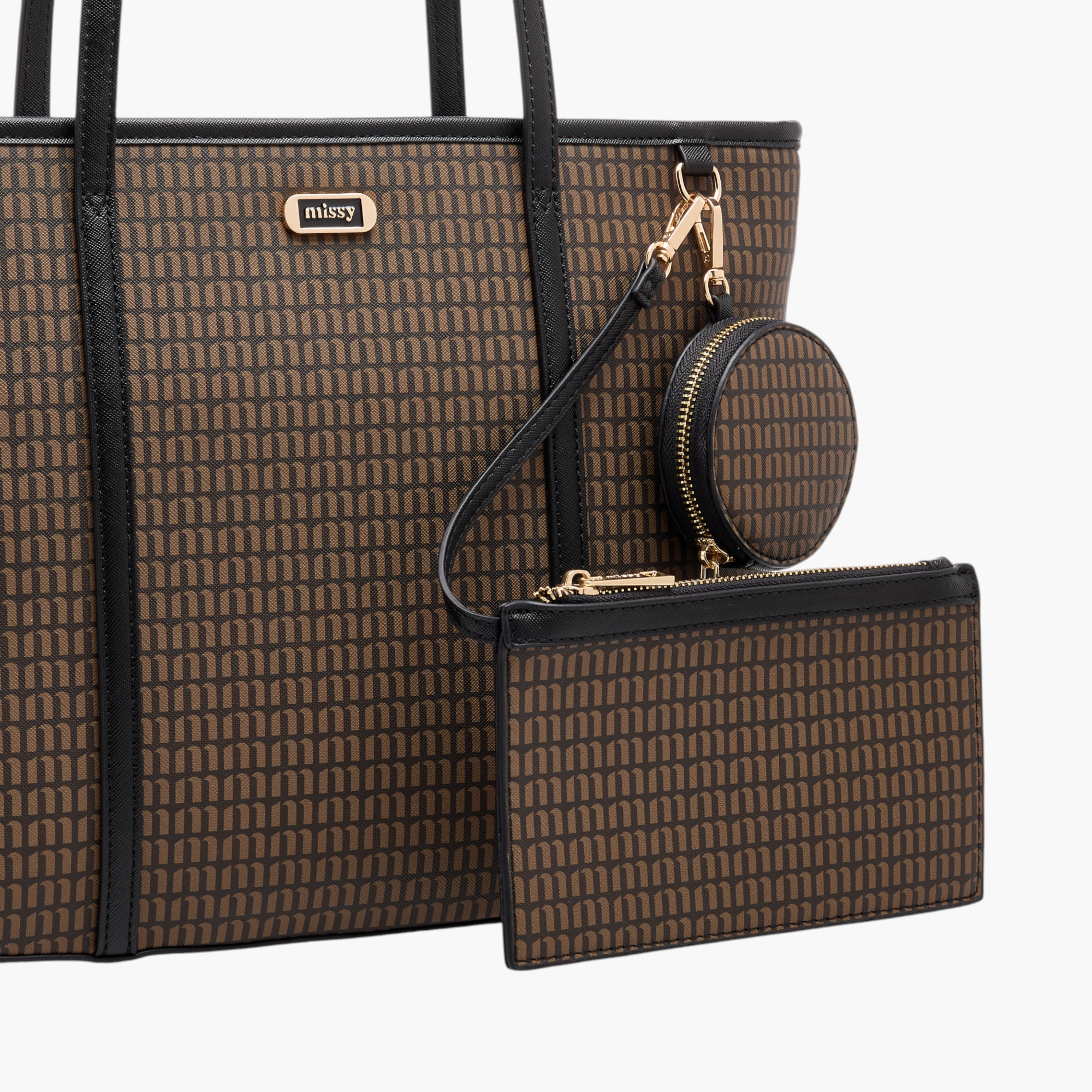 Missy Monogram Print Tote Bag with Double Handle and Pouch-women-bagsandwallets-handbags-image-4