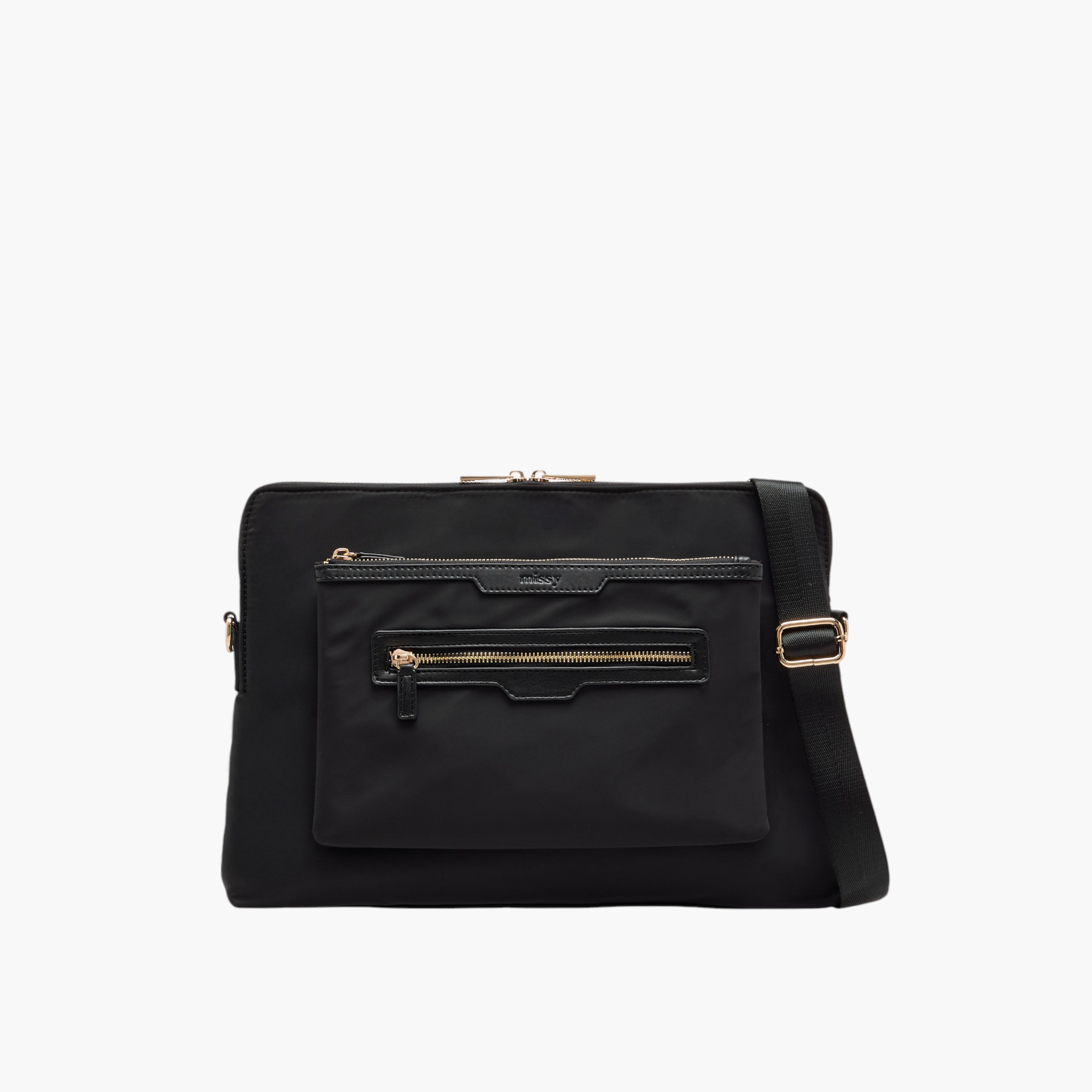 شنطة لابتوب سادة بحزام قابل للفصل وسحاب إغلاق من ميسي-women-bagsandwallets-handbags-image-1