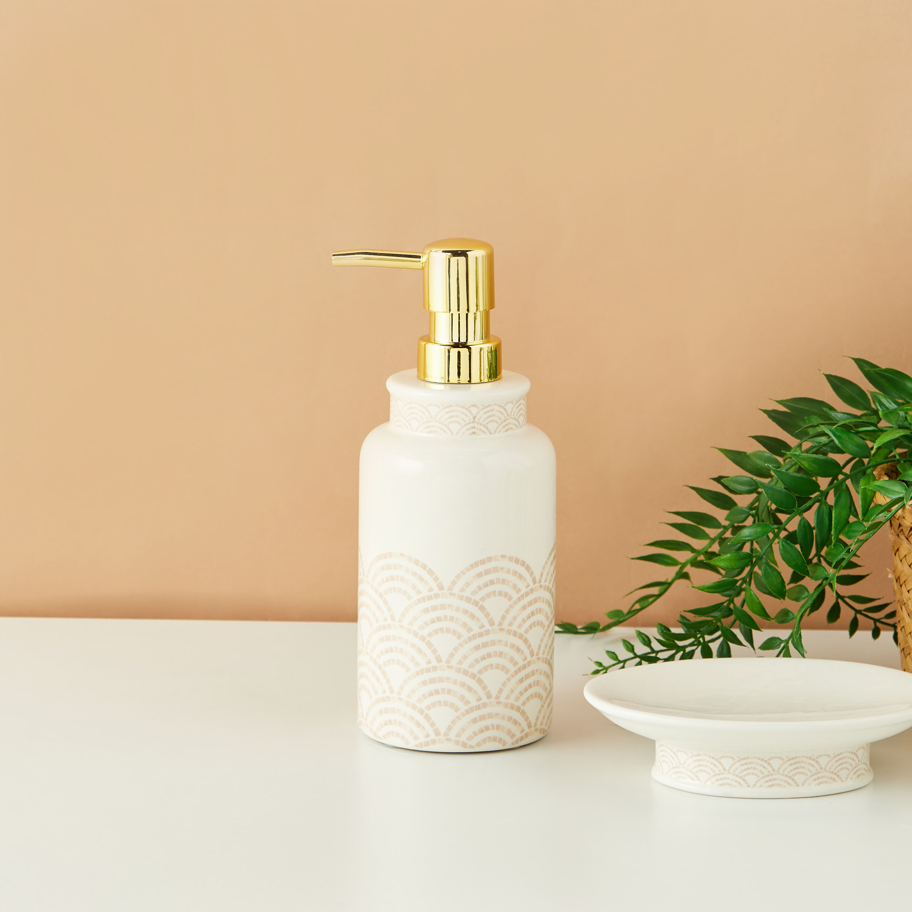 Shell Print Ceramic Lotion Dispenser-household-bathandlaundry-bathaccessories-soapdishesanddispensers-image-1