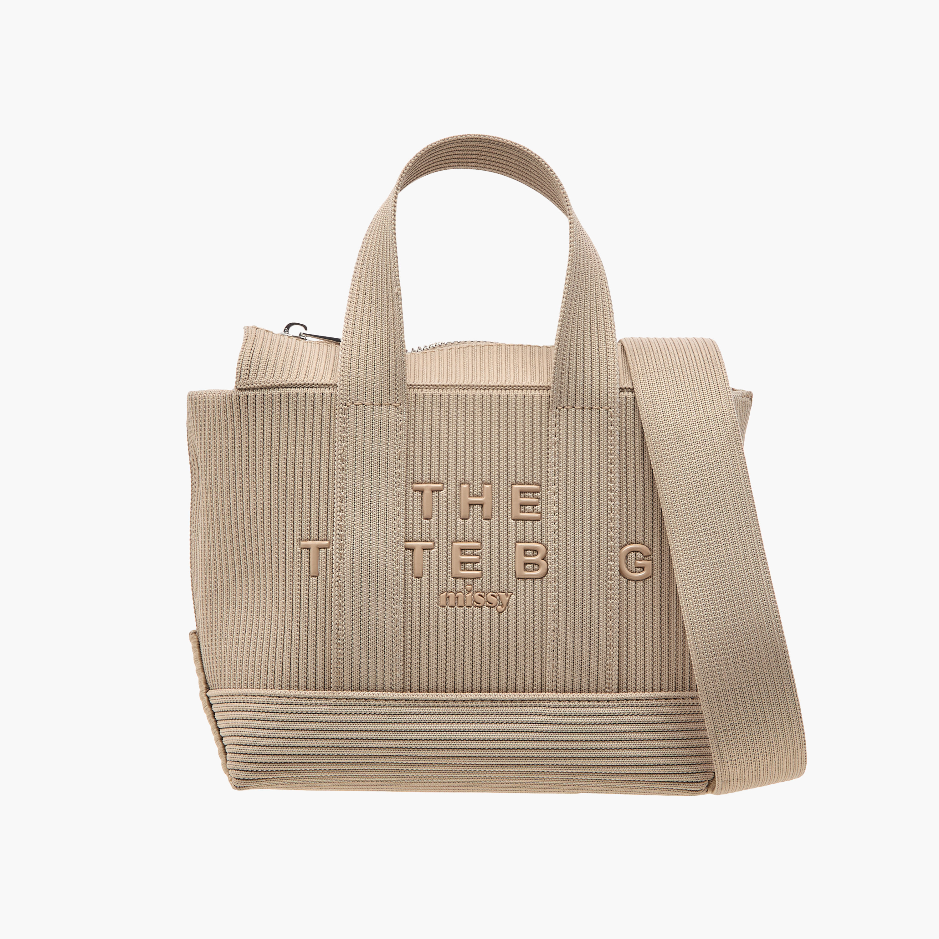 شنطة توتي صغيرة بسحاب إغلاق وحزام قابل للفصل ونقوش شعار من ميسي-women-bagsandwallets-handbags-image-1