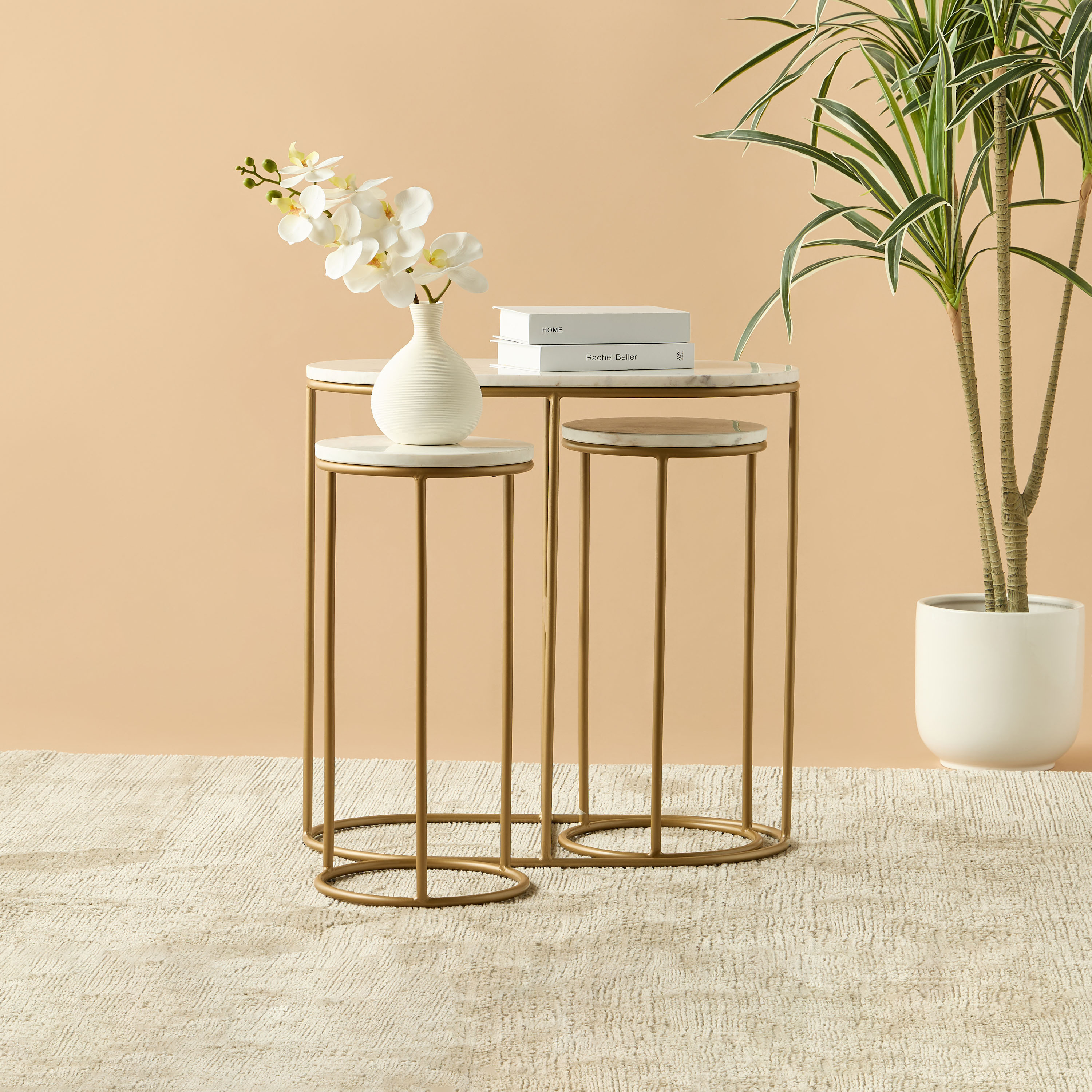 Marble Top 3-Piece Console and Side Table Set-furniture-livingroom-sideandendtables-image-1