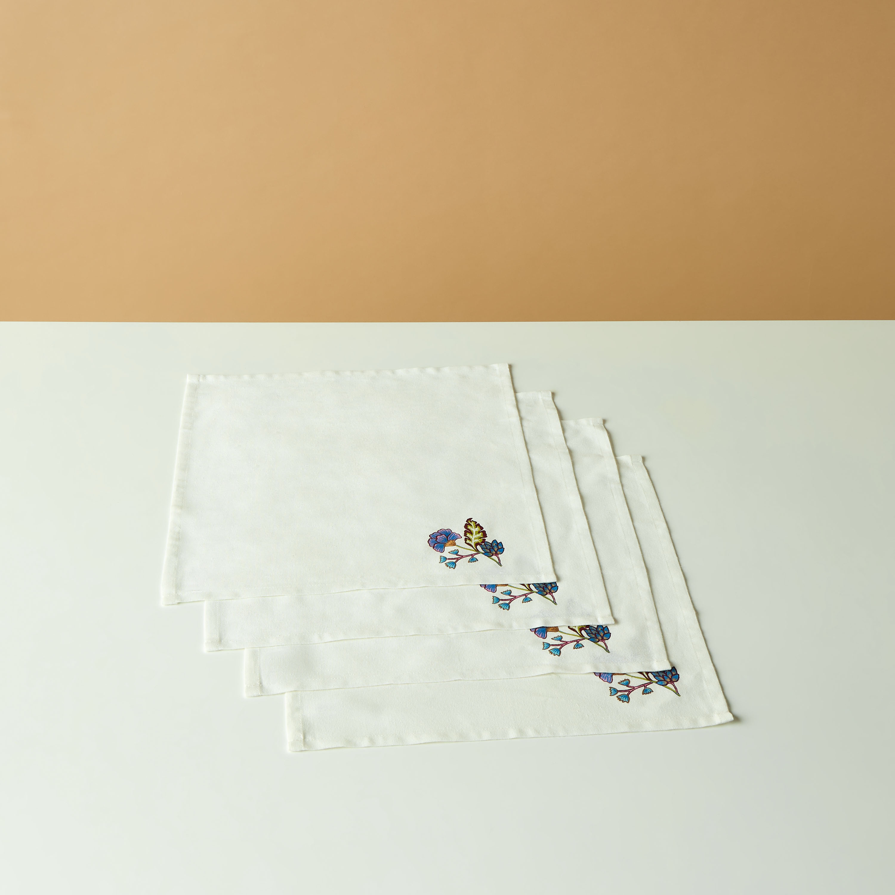 Summer Flower 4-Piece Cotton Napkin Set - 42x42 cms-household-dining-tablelinen-napkinsandaccessories-image-1