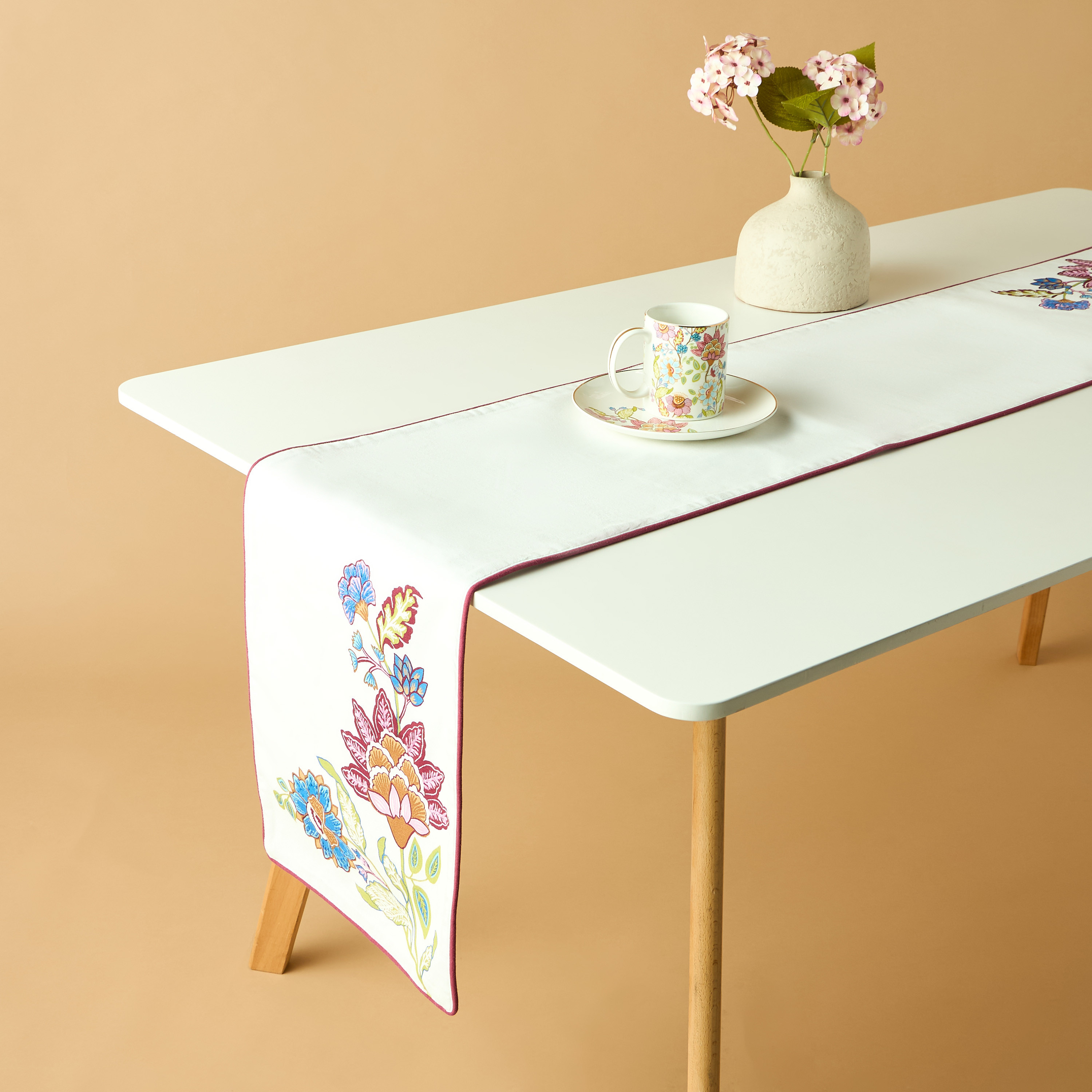 Summer Flower Embroidered Table Runner-household-dining-tablelinen-runnersandtablecovers-image-1