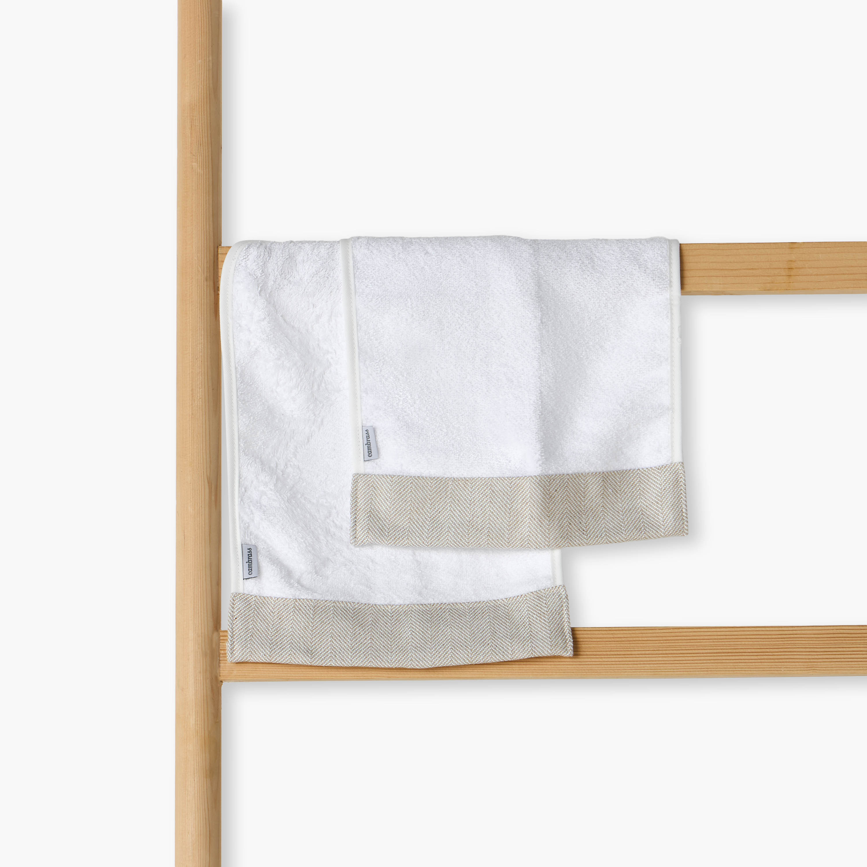 Cambrass 2-Piece Herringbone Trim Towel Set - 25x35 cm-baby-bathandcare-towels-image-1