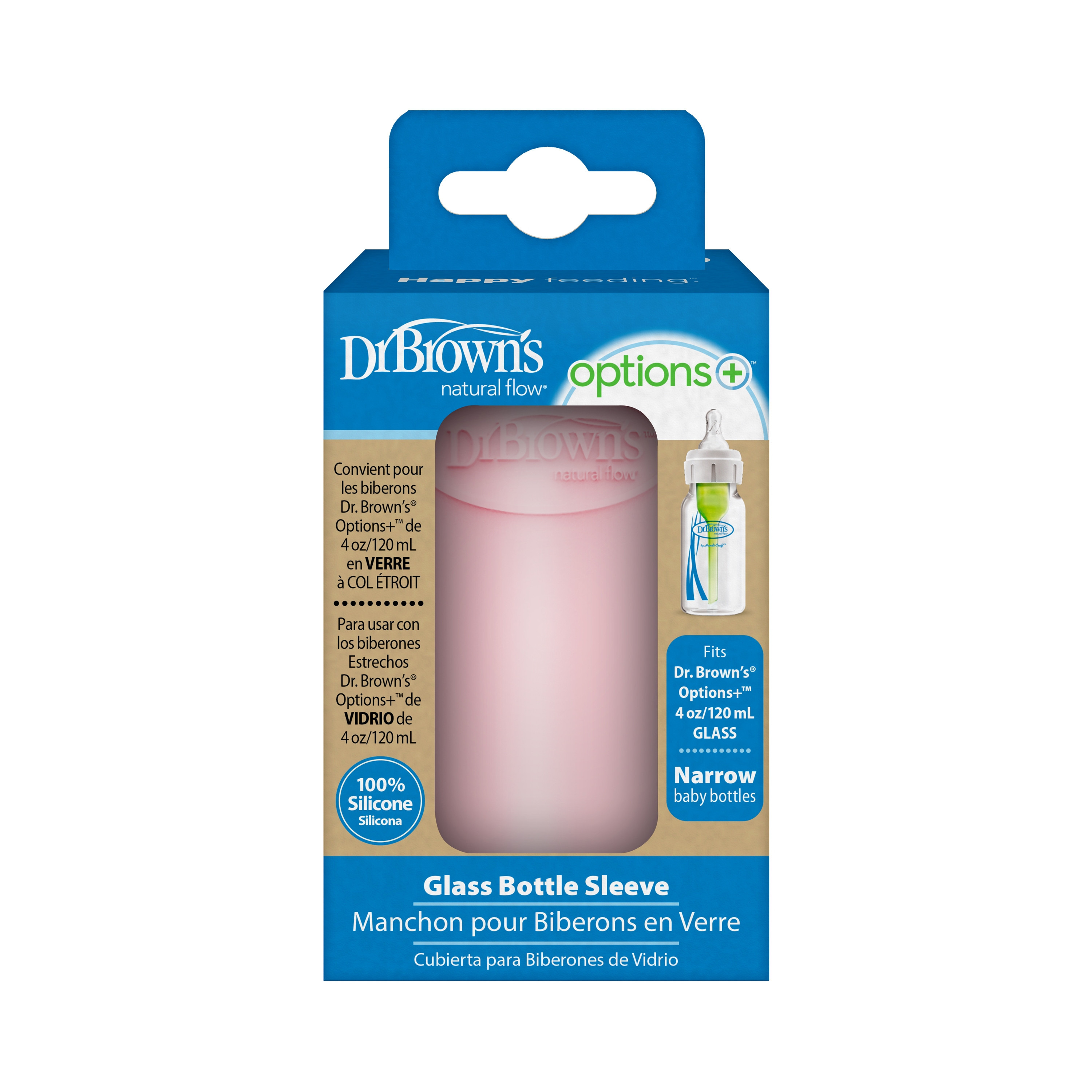 Dr. Brown's Narrow Neck Glass Sleeve - Pink - 120 ml-baby-feeding-feedingbottles-bottlecovers-image-2