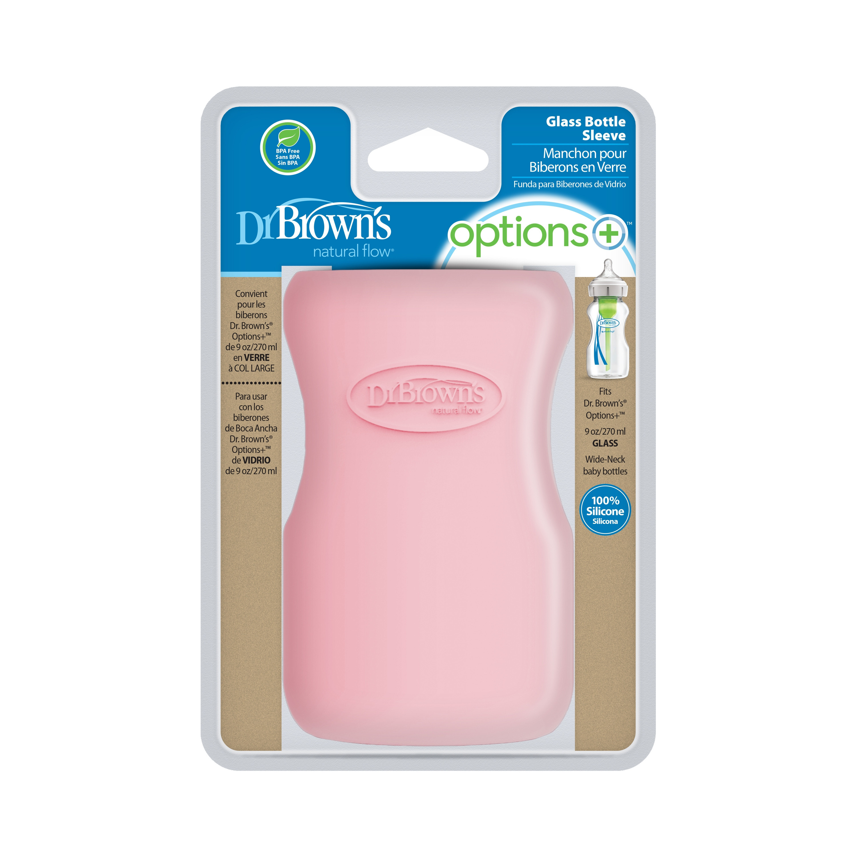 جراب زجاجي برقبة واسع من دكتور براونزة - 270 مل-baby-feeding-feedingbottles-bottlecovers-image-2