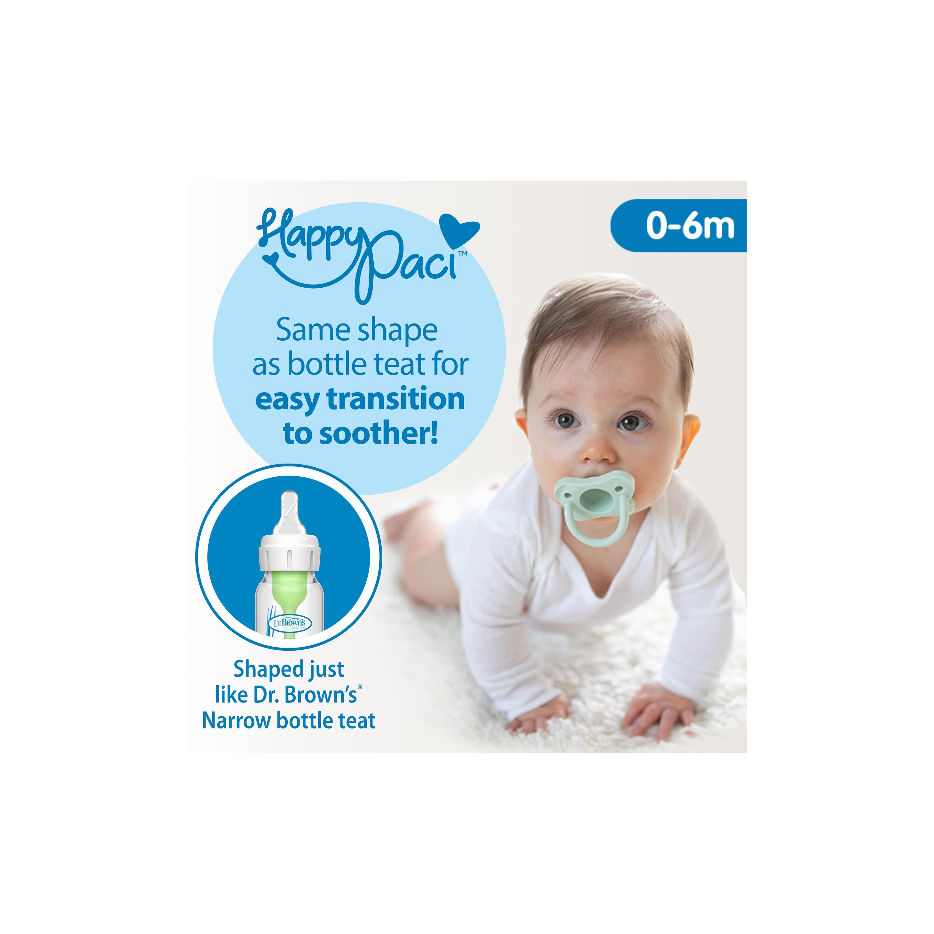 Dr. Brown's 2-Piece Happypaci 100% Silicone Pacifier - Pink & Green - 0-6 Months-baby-feeding-pacifiers-image-4