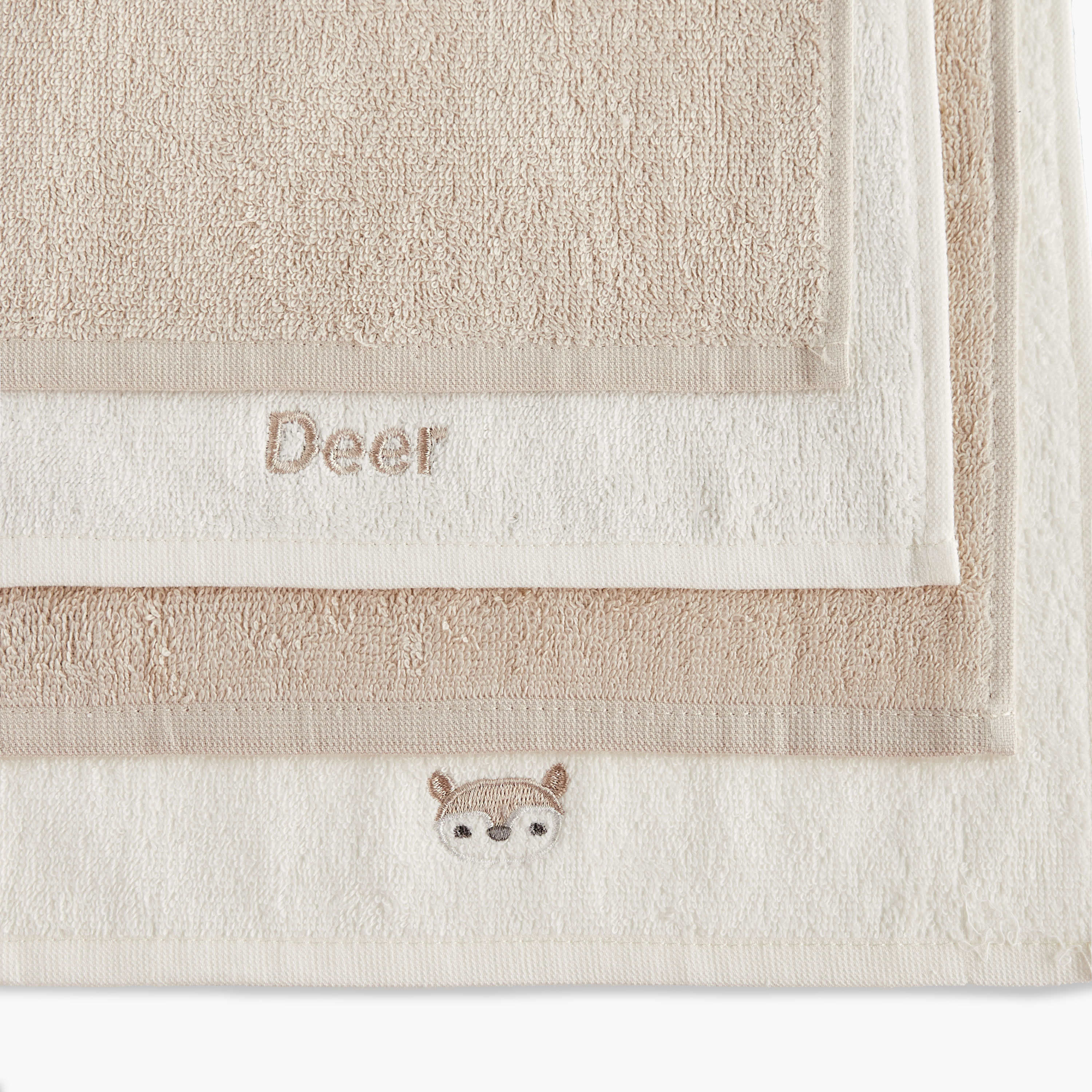 Juniors 4-Piece Deer Embroidered Wash Cloth Set - 26x26 cm-baby-bathandcare-towels-image-7