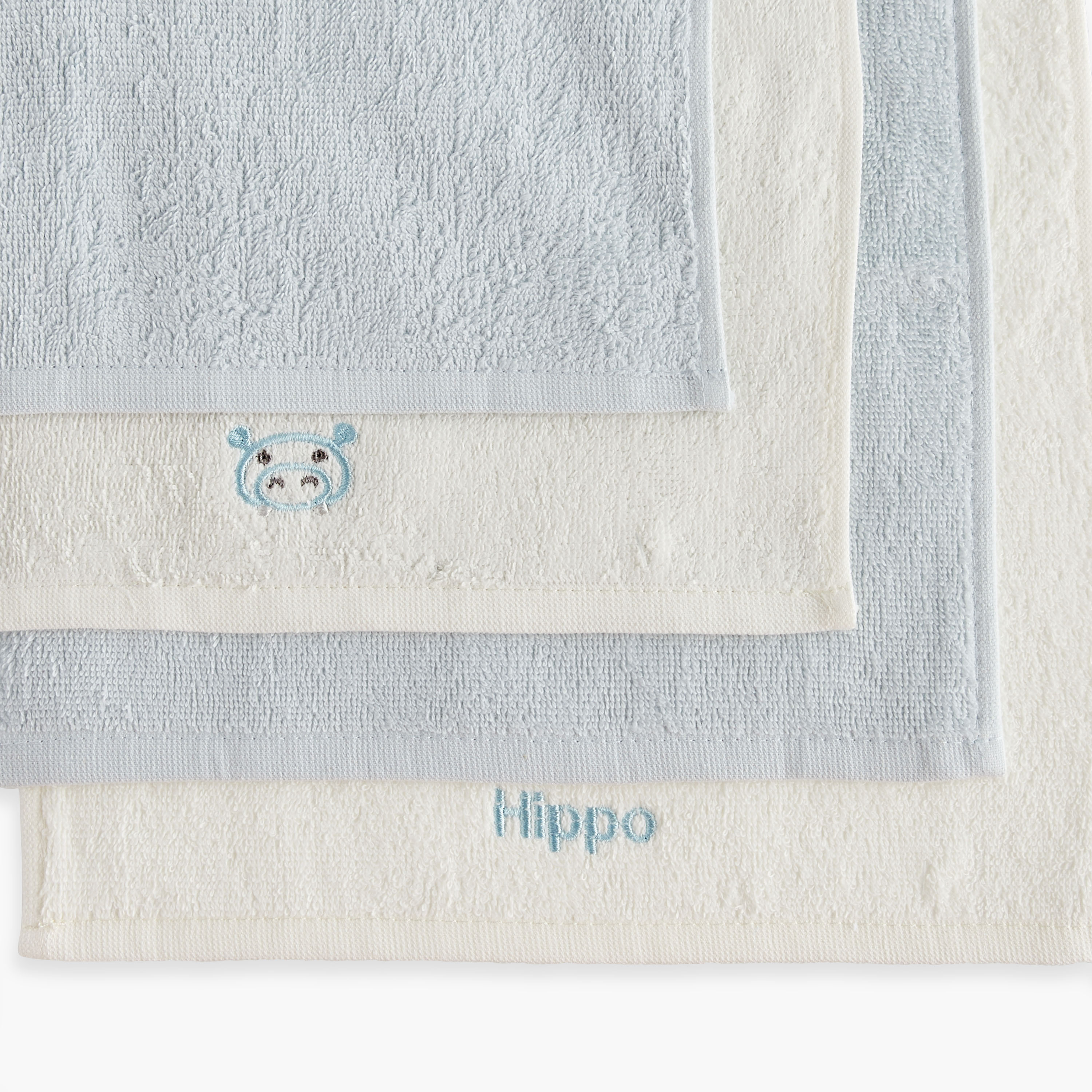 Juniors 4-Piece Hippo Embroidered Wash Cloth Set - 26x26 cm-baby-bathandcare-towels-image-7