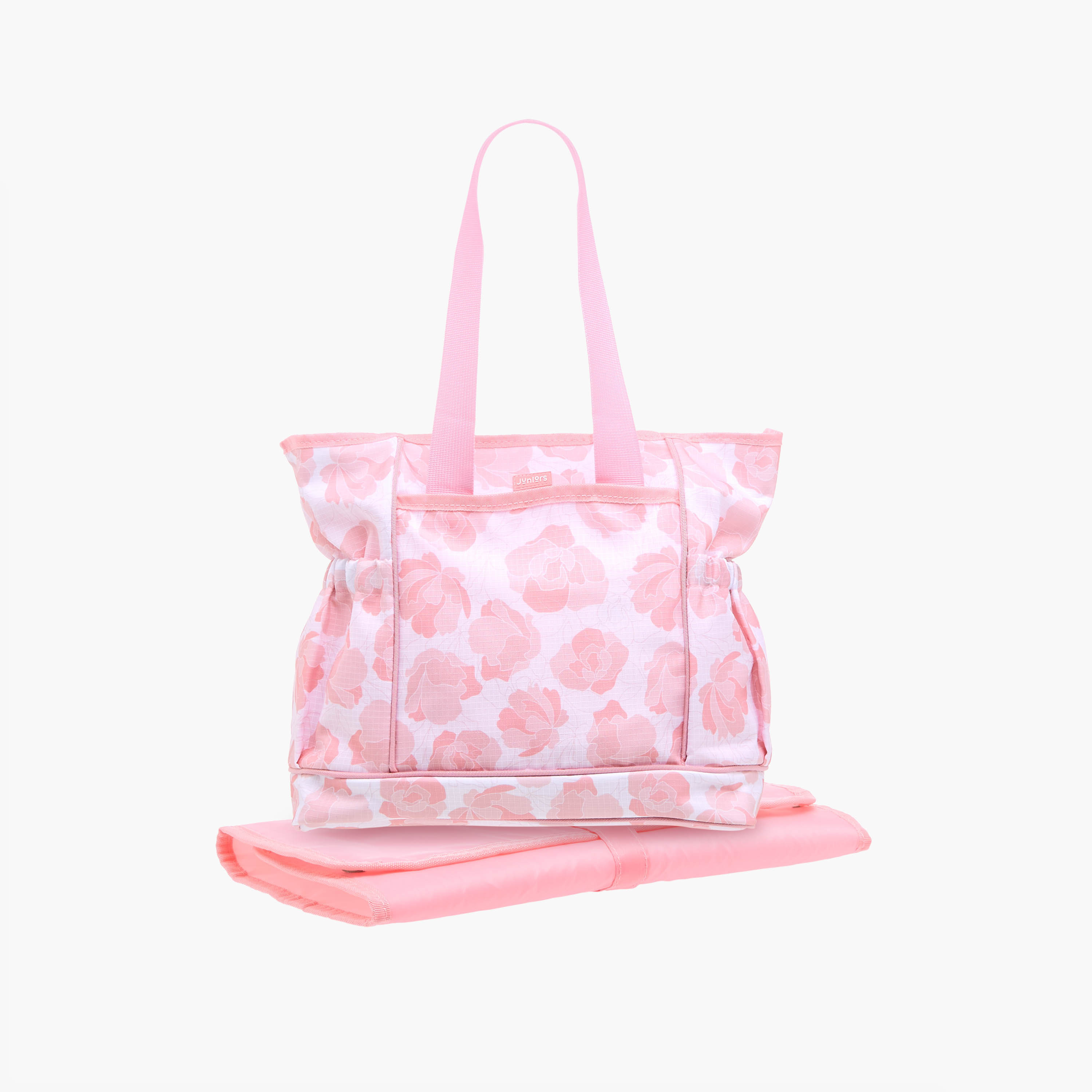 Juniors Floral Print Diaper Bag with Double Handle and Changing Mat-baby-diapering-diaperbags-image-4