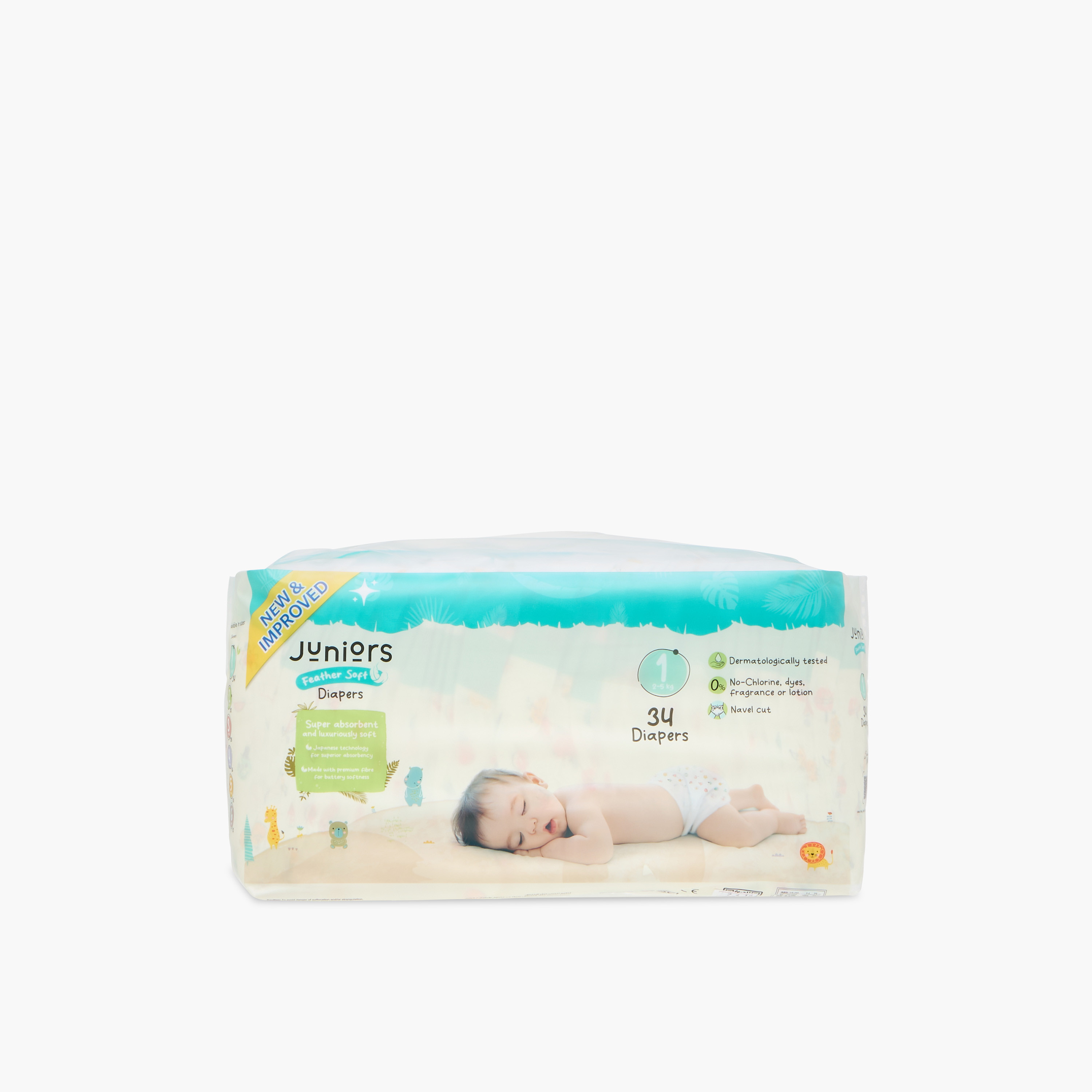 Juniors 34-Piece Tape Style Diapers Size 1 (2-5 kg) Feather Soft Mega Value Pack-baby-diapering-diapers-image-2
