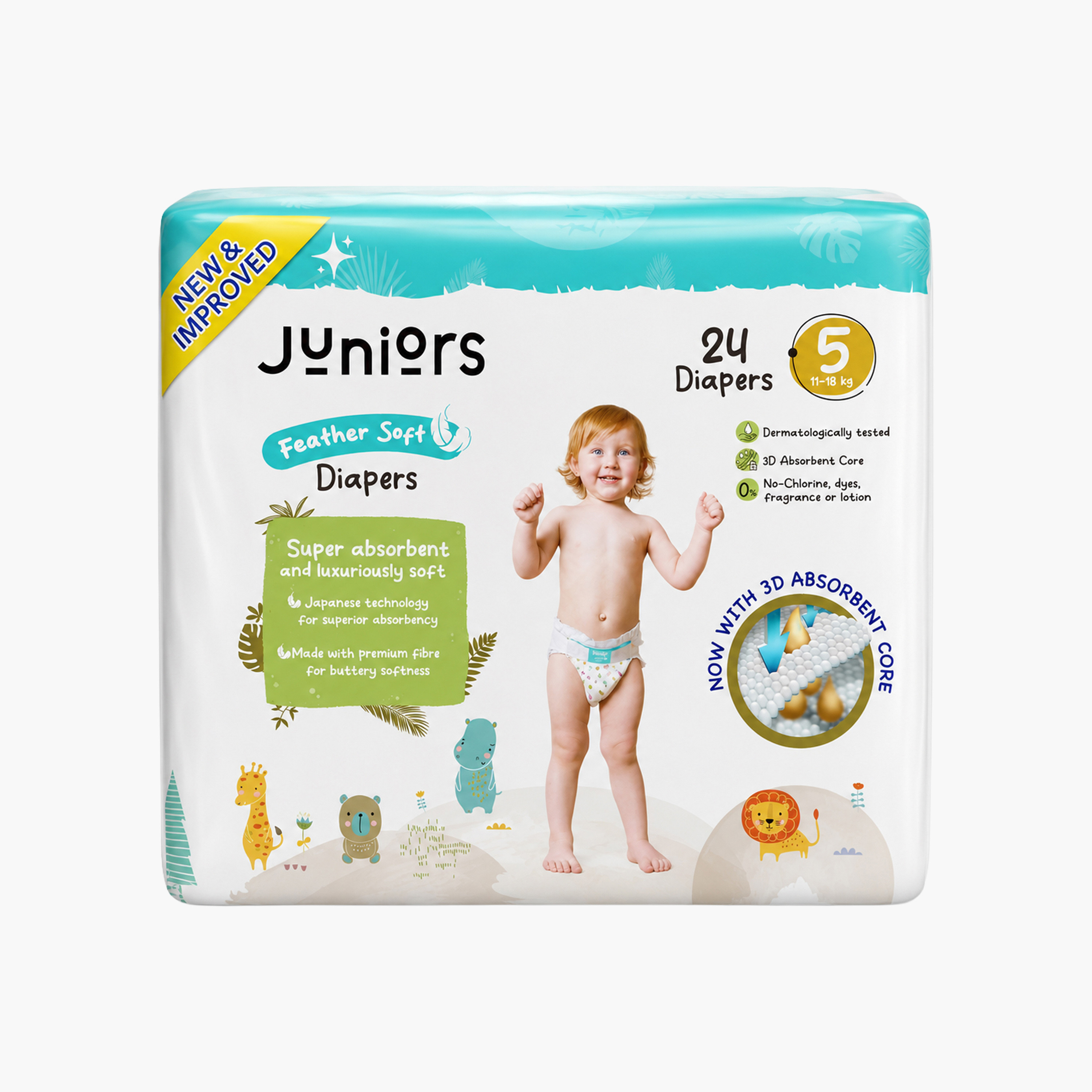 Juniors 24-Piece Tape Style Diapers Size 5 (11-18 kg) Feather Soft Value Pack-baby-diapering-diapers-image-2