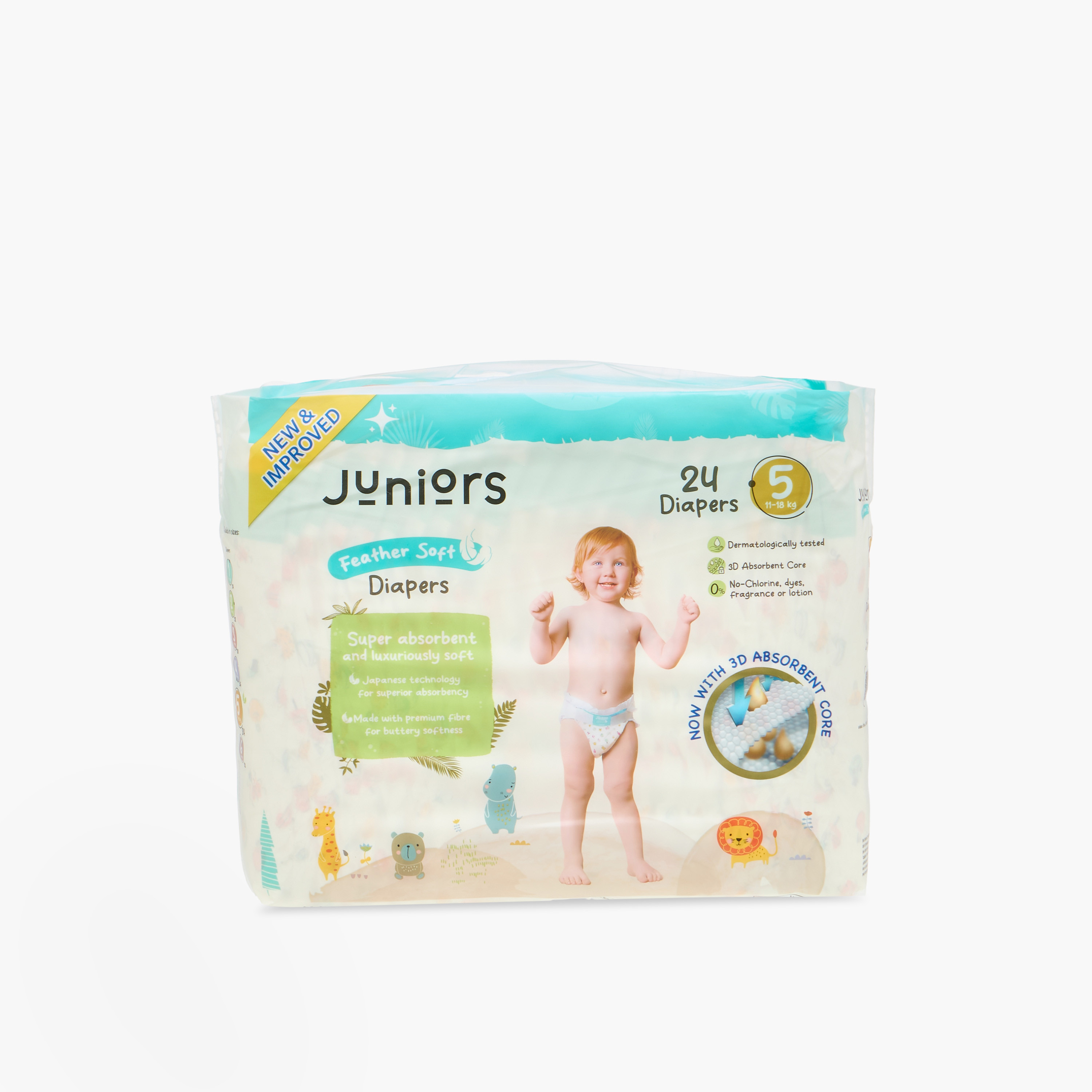 Juniors 24-Piece Tape Style Diapers Size 5 (11-25 kg) Feather Soft-baby-diapering-diapers-image-2
