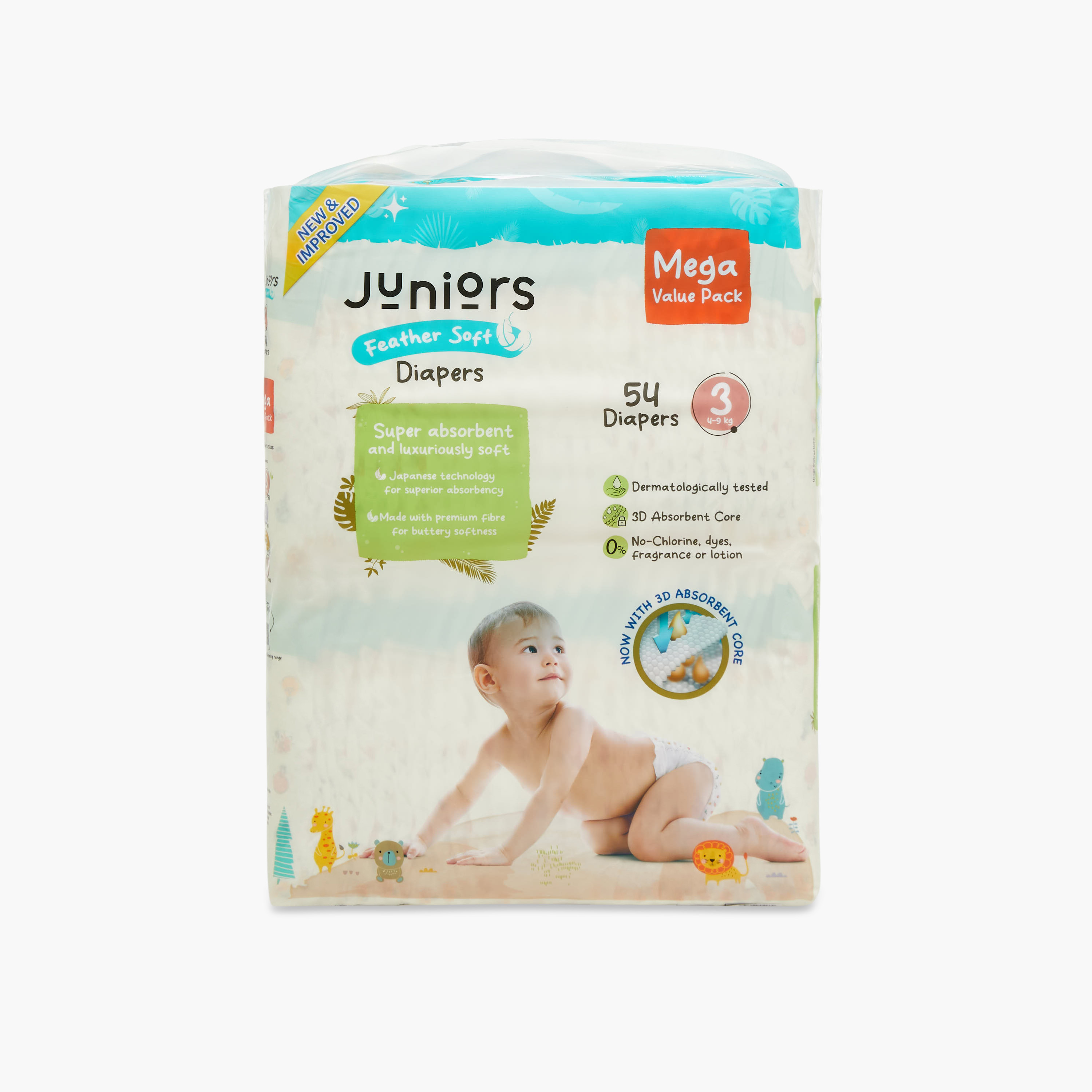 Juniors 54-Piece Tape Style Diapers Size 3 Feather Soft Value Pack-baby-diapering-diapers-image-2