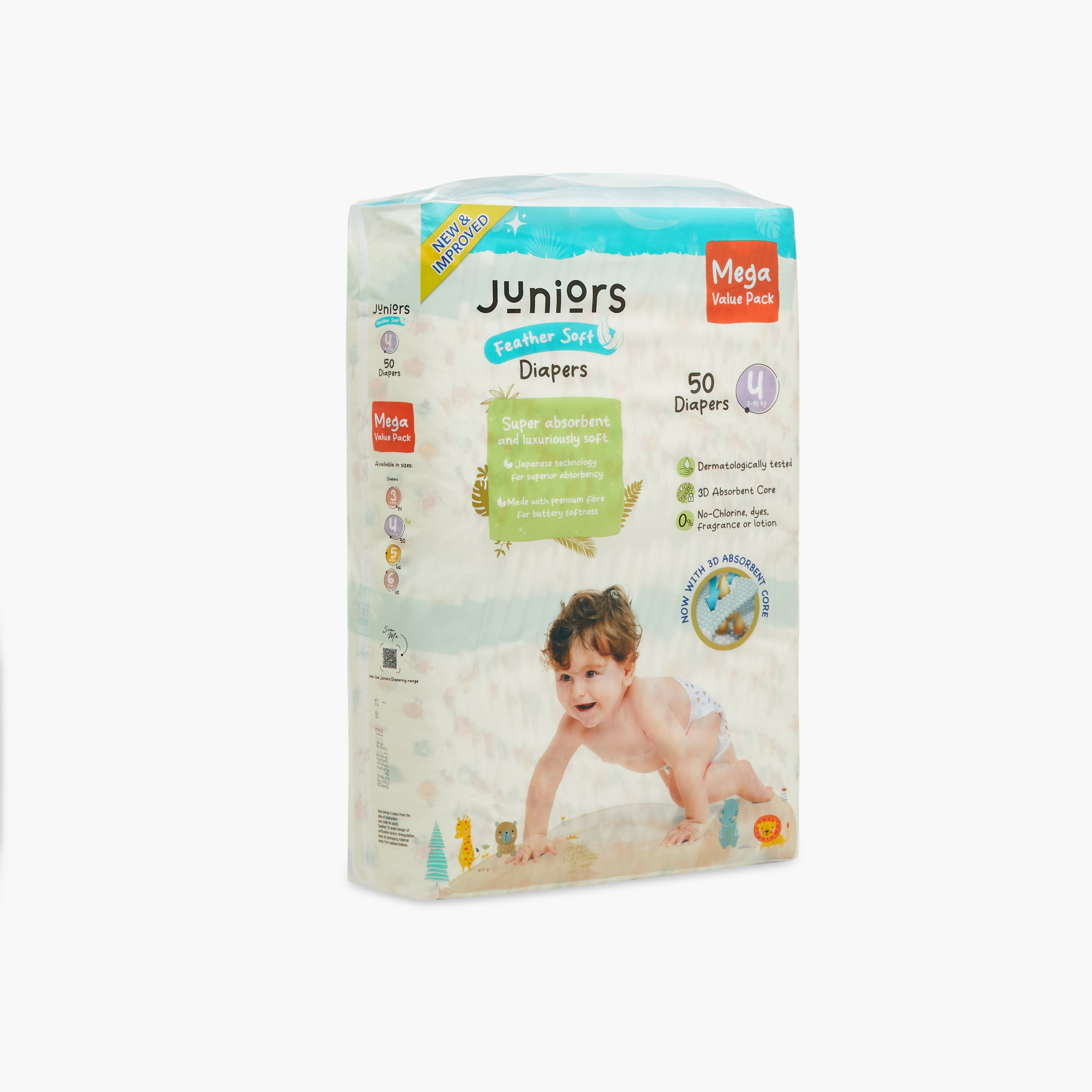 Juniors 50-Piece Tape Style Diapers Size 4 Feather Soft Value Pack-baby-diapering-diapers-image-1