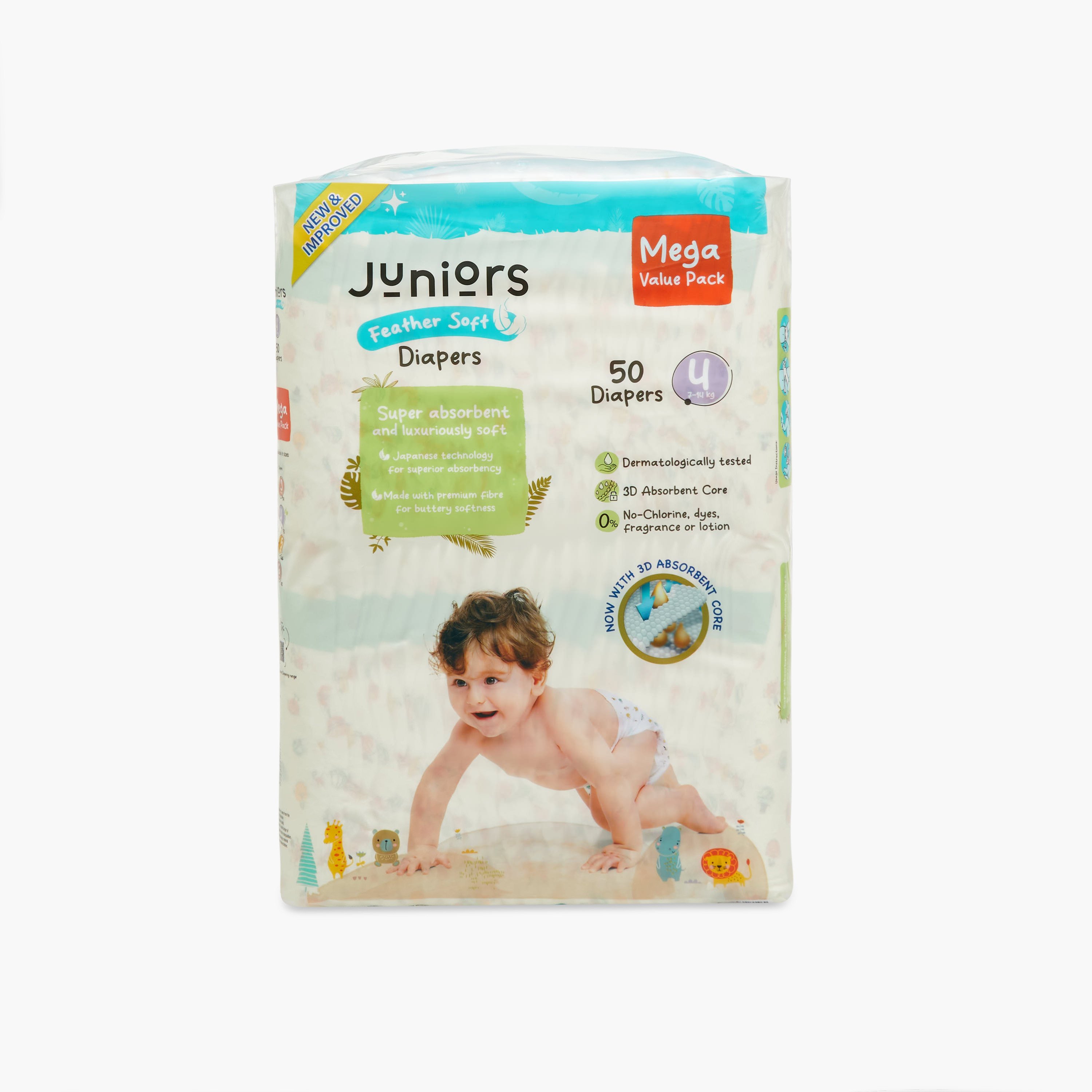 Juniors 50-Piece Tape Style Diapers Size 4 Feather Soft Value Pack-baby-diapering-diapers-image-2